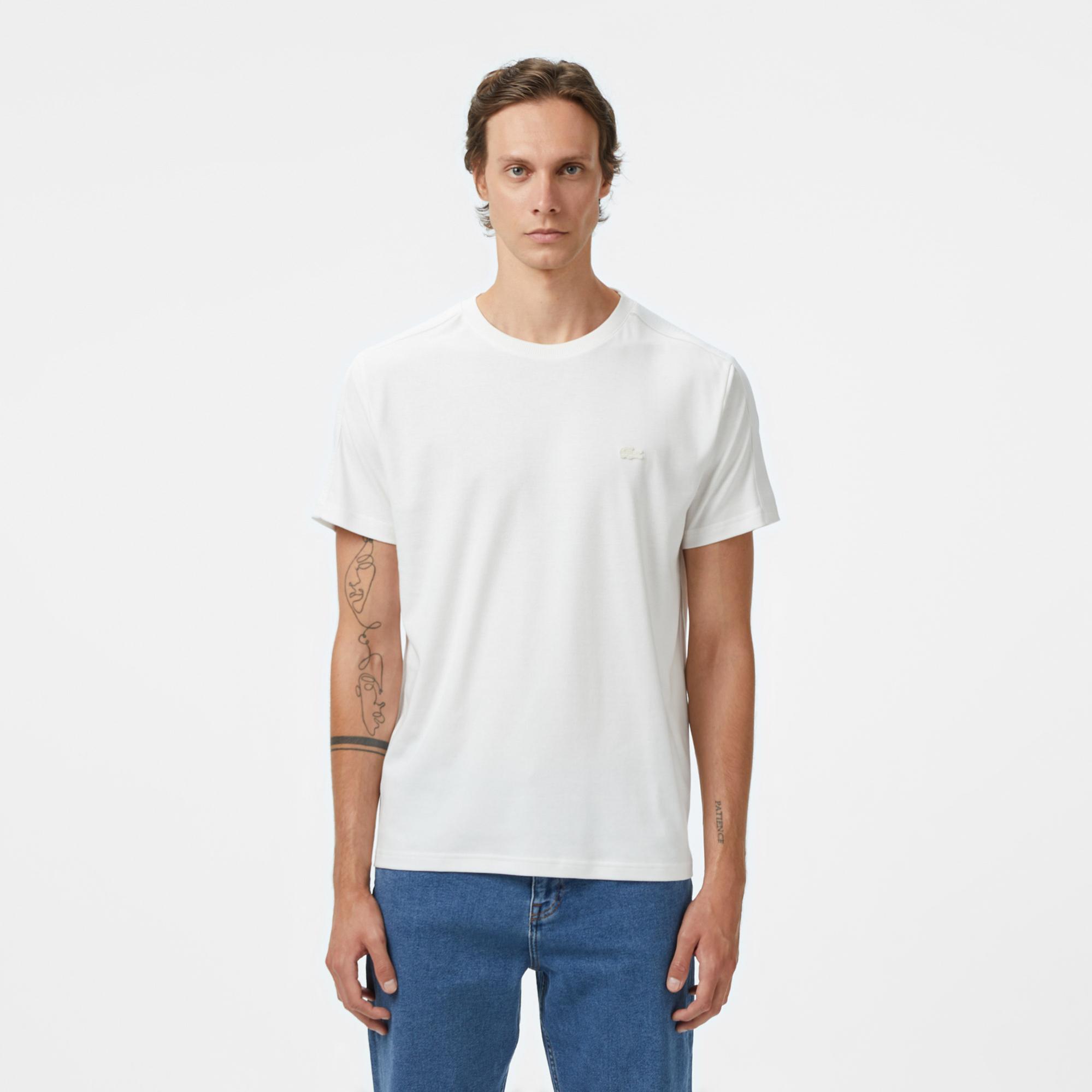 Lacoste Erkek Regular Fit Bisiklet Yaka Beyaz T-Shirt