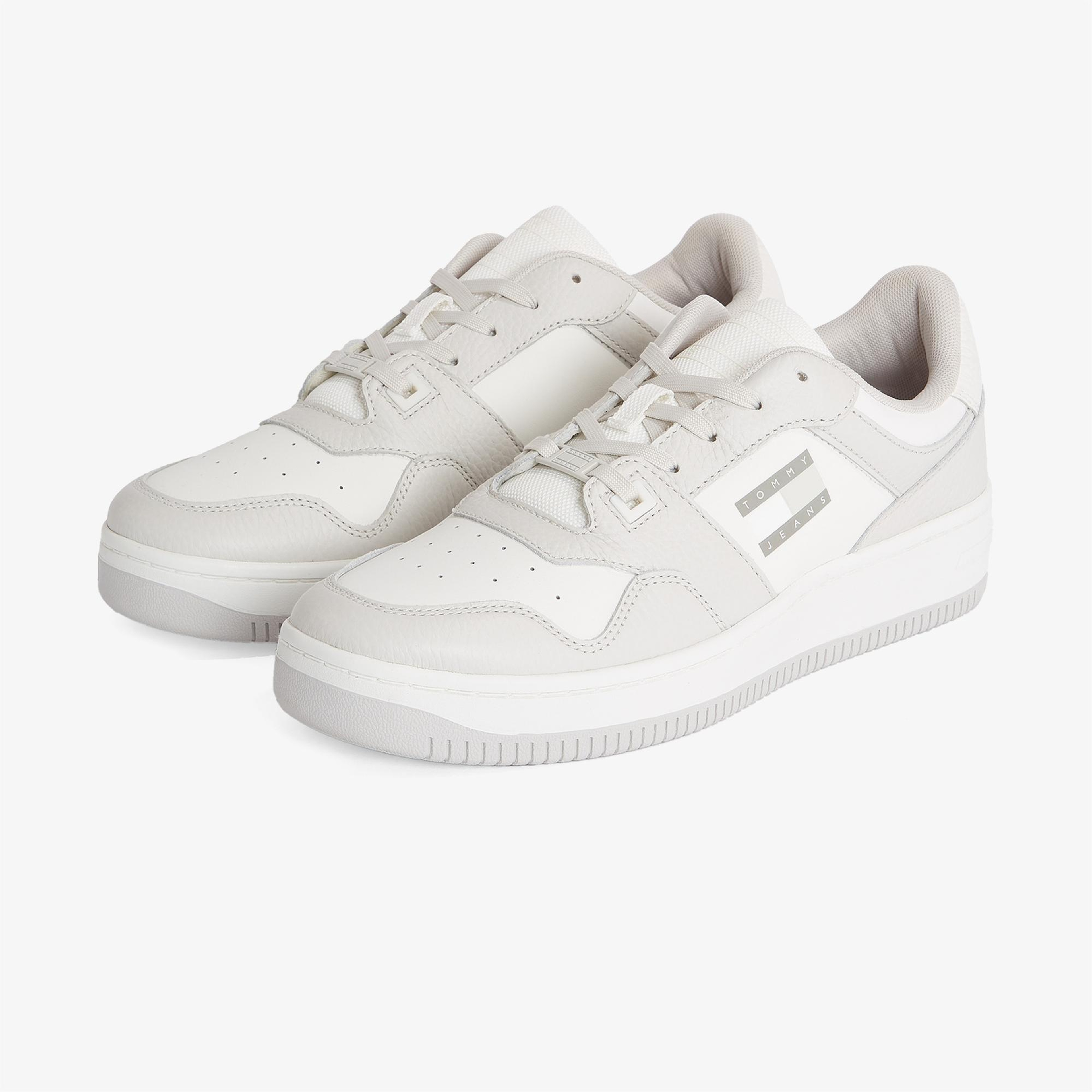 Tommy Hilfiger Retro Basket Cupsole Tumble Erkek Beyaz Sneaker