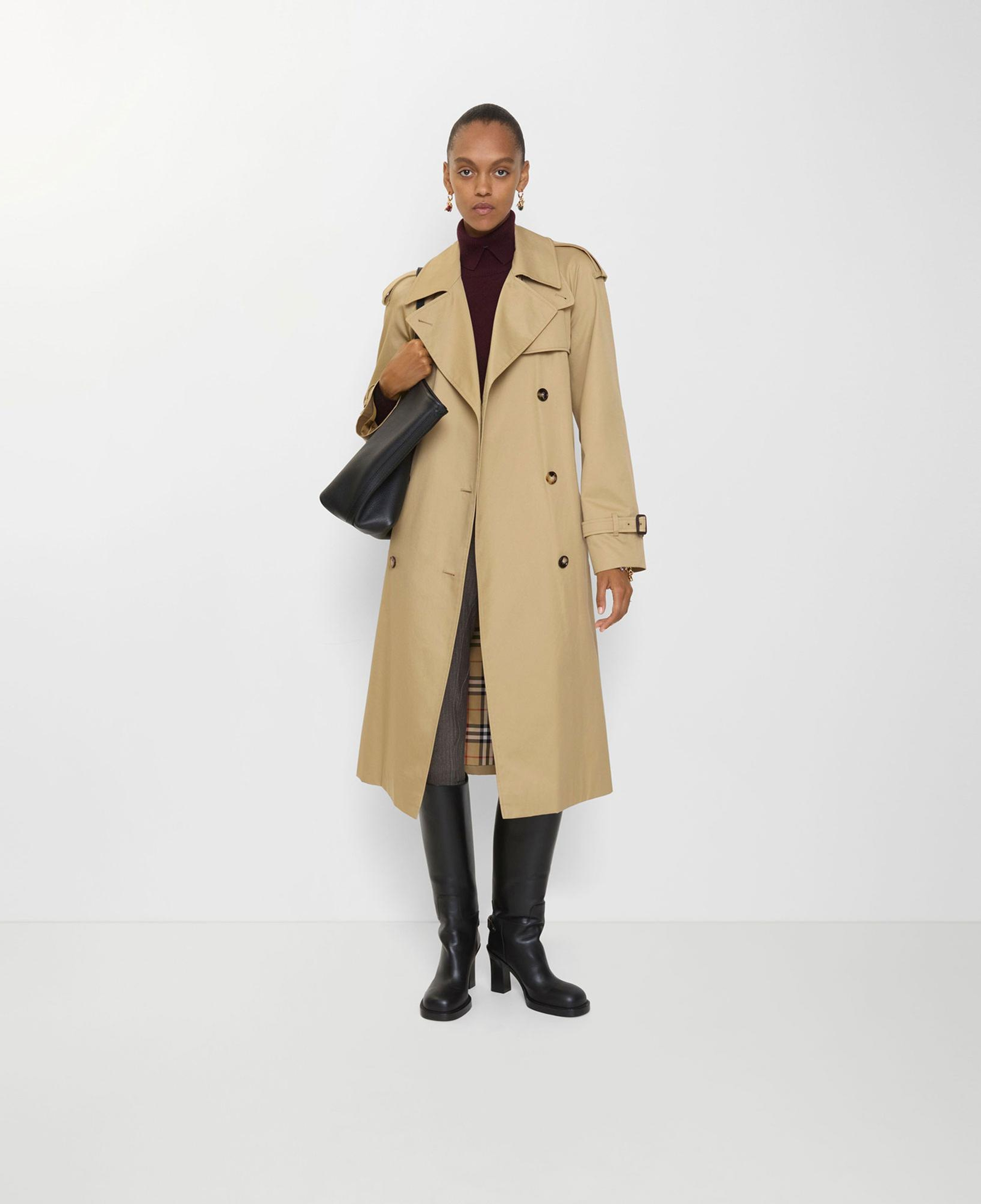 Burberry Long Castleford Kadın Bej Trençkot