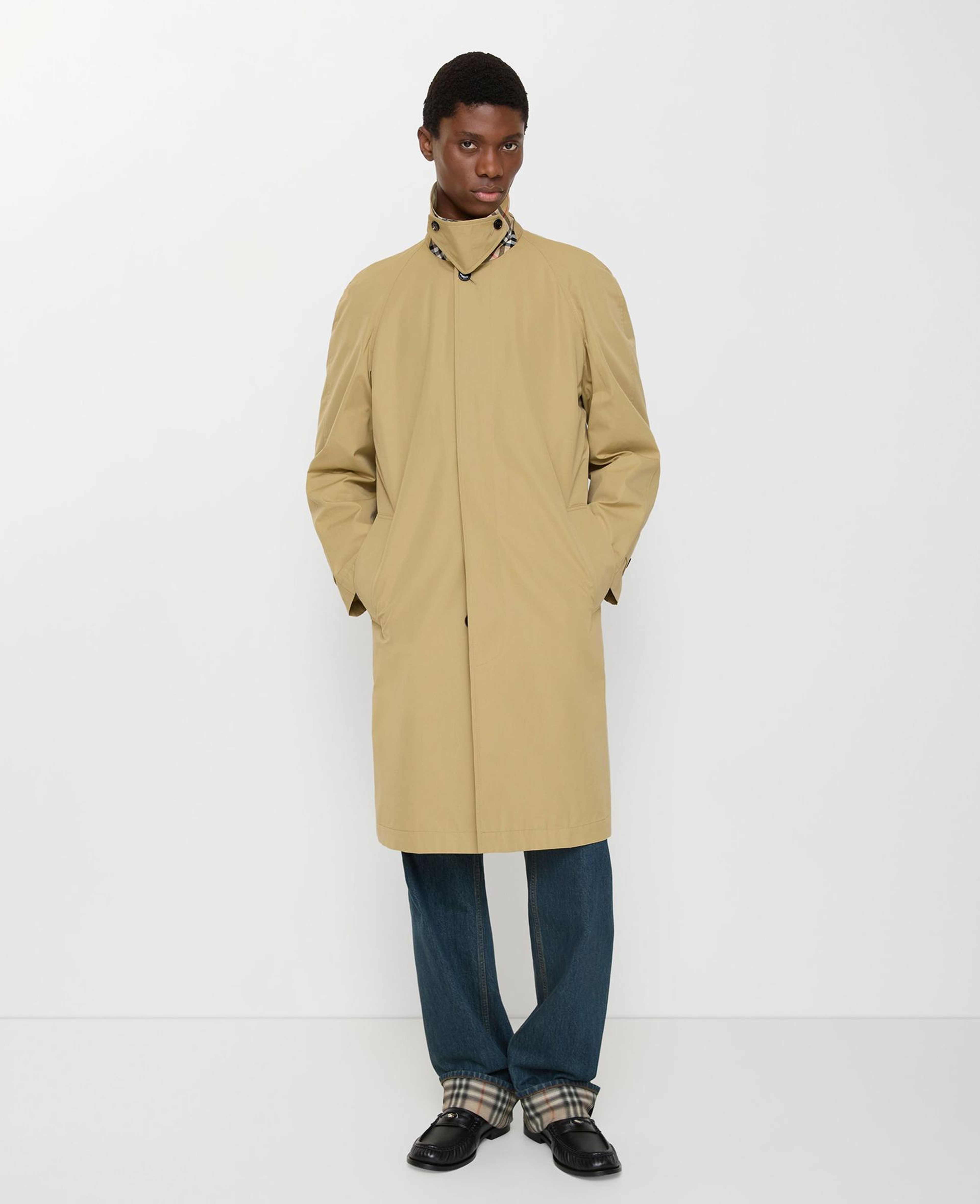 Burberry Long Cotton Car Erkek Bej Pardesü