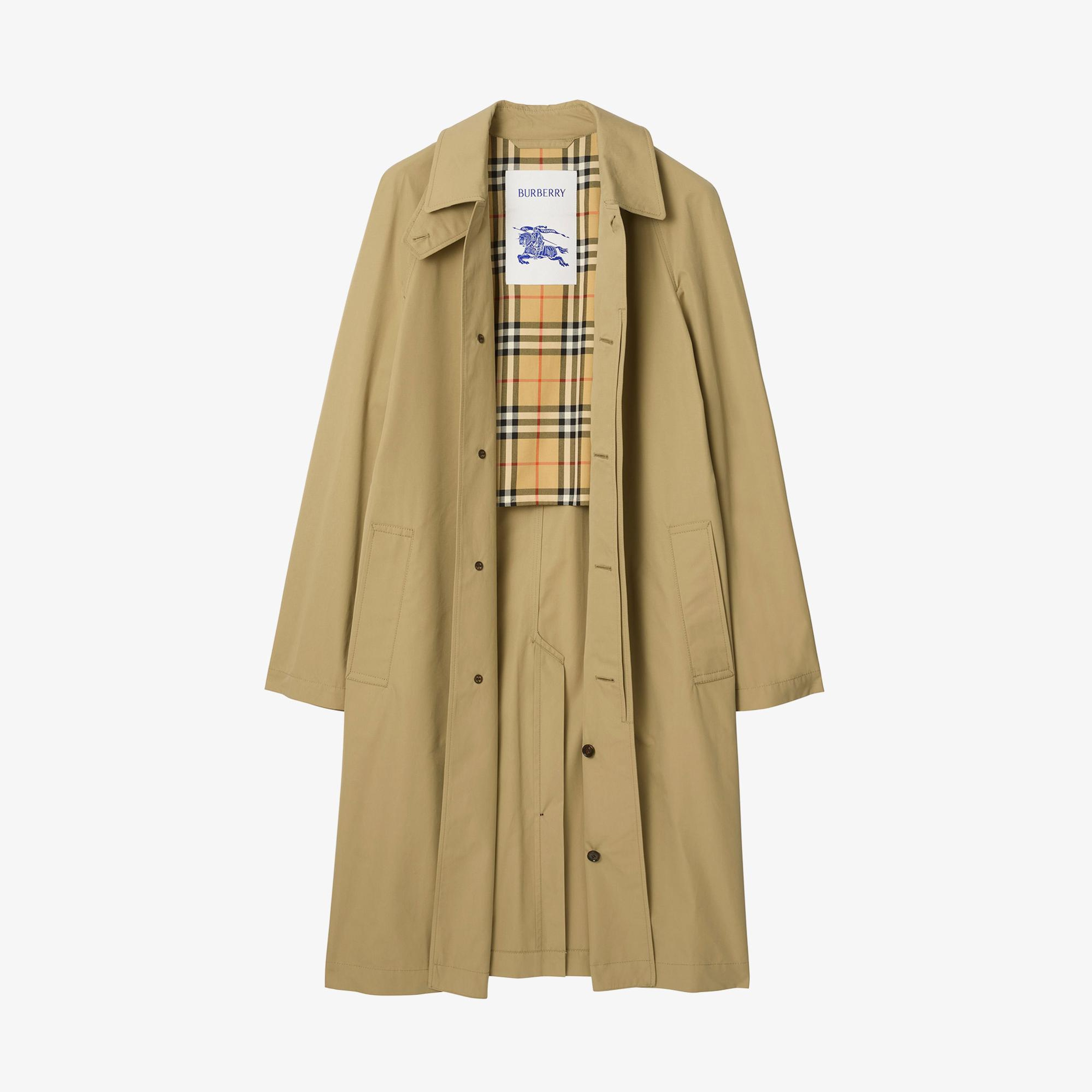 Burberry Long Cotton Car Erkek Bej Pardesü