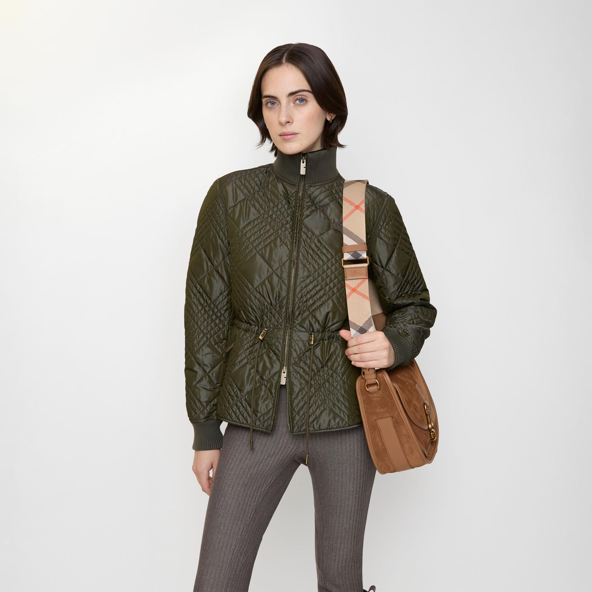 Burberry Micro Check-Stitch Nylon Wakerley Kadın Haki Mont