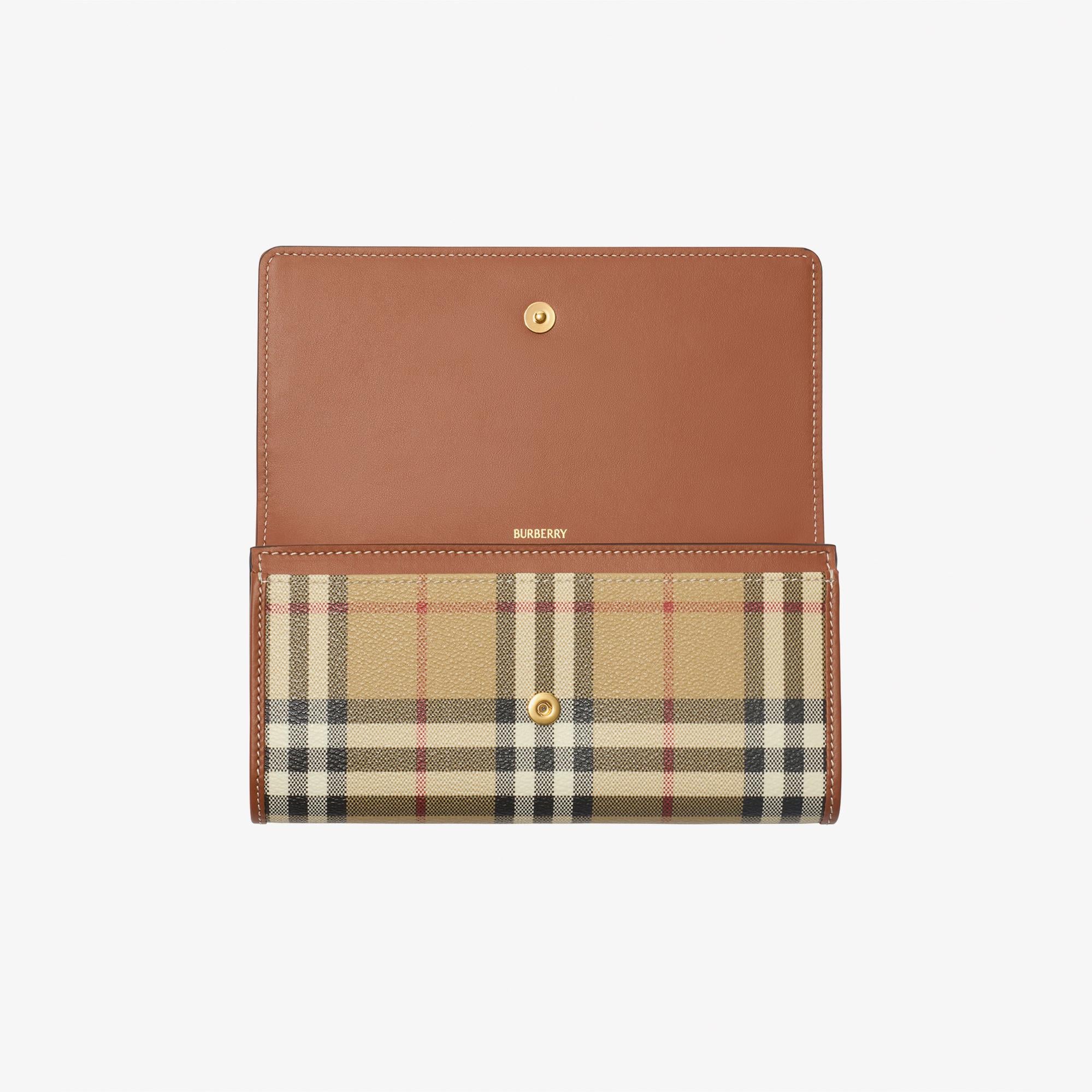 Burberry Check Continental Kadın Bej Cüzdan