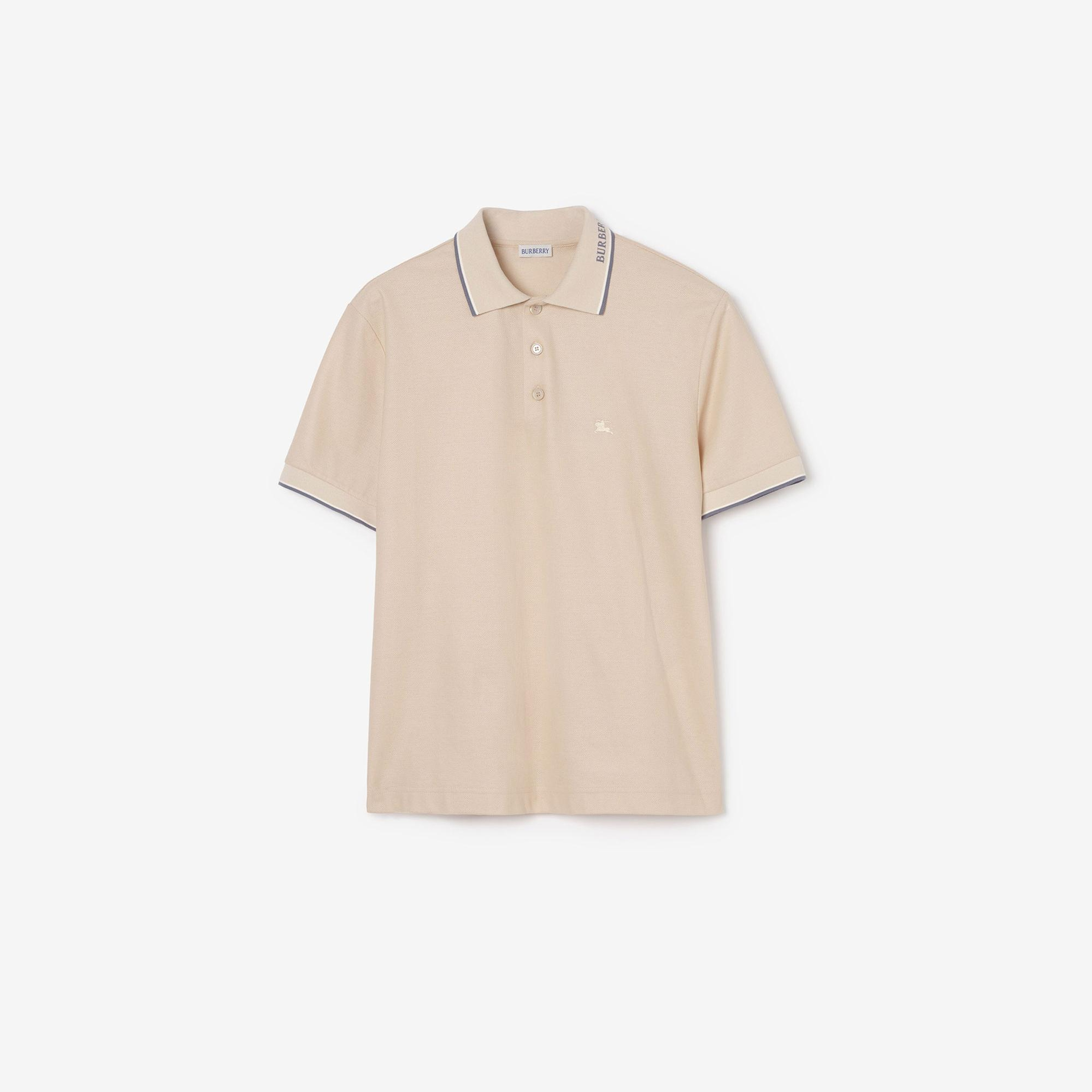 Burberry Logo Collar Cotton Erkek Krem Polo