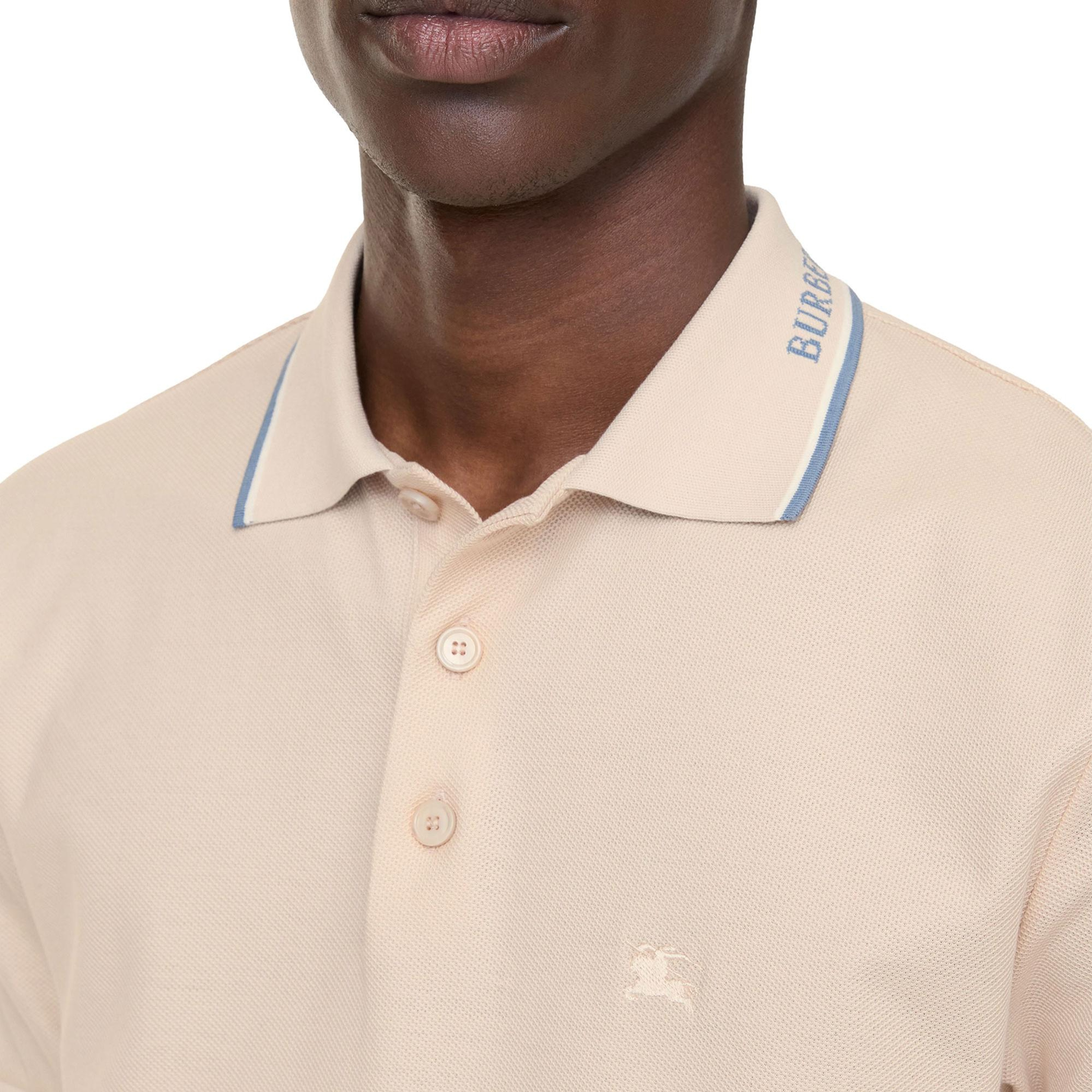 Burberry Logo Collar Cotton Erkek Krem Polo