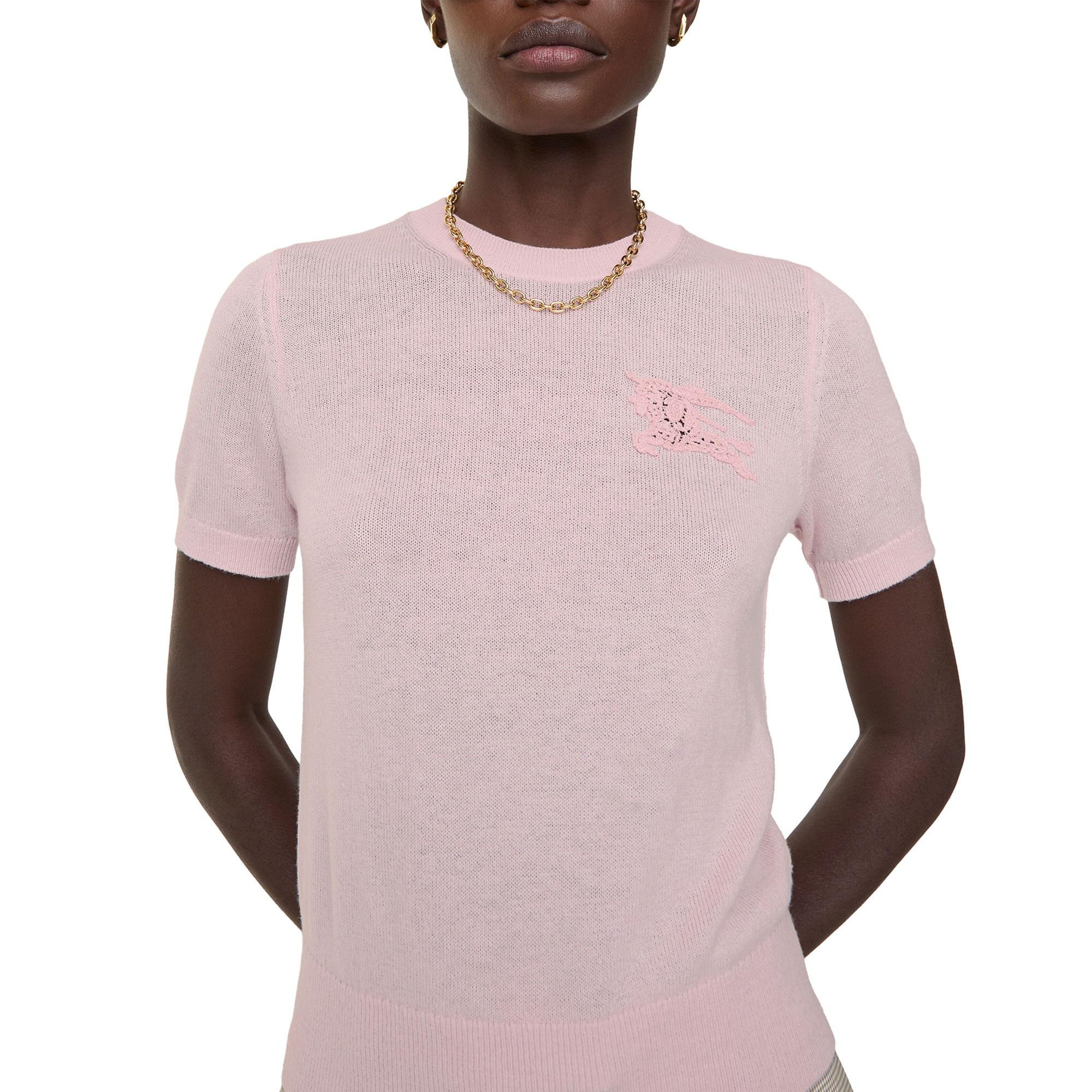 Burberry Ekd Wool Cotton Kadın Pembe Trıko