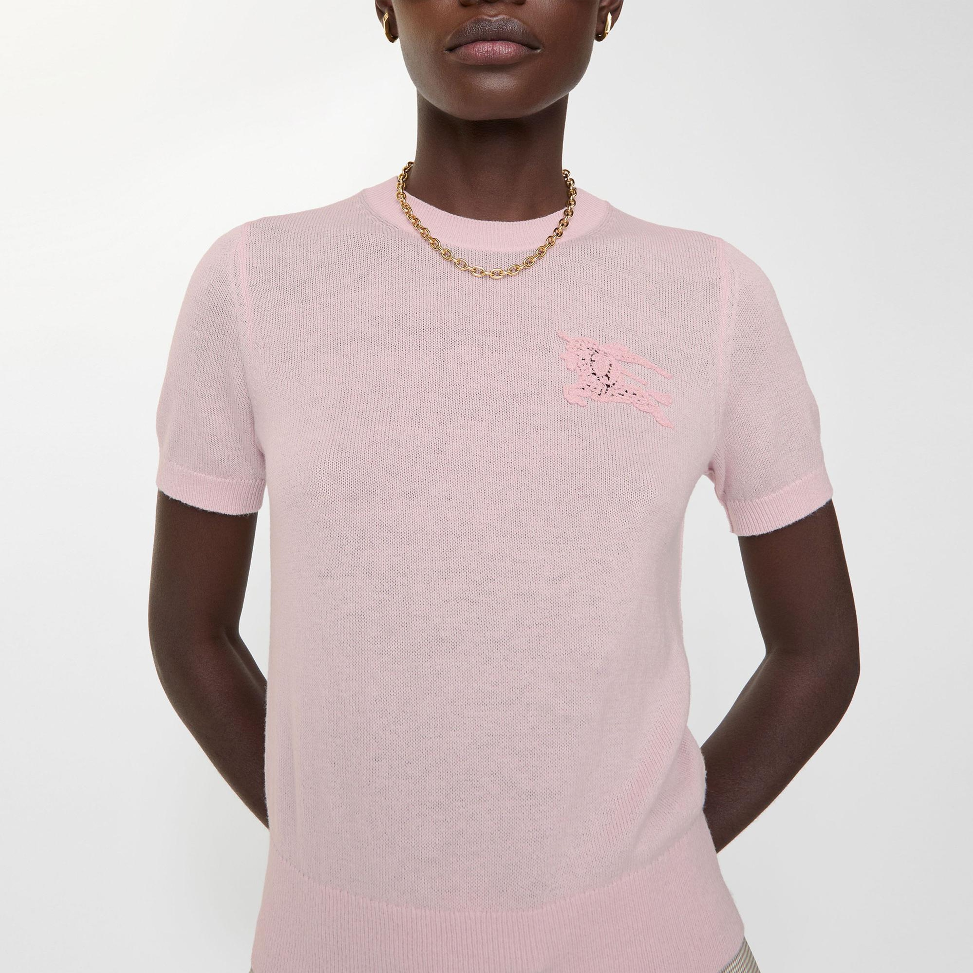 Burberry Ekd Wool Cotton Kadın Pembe Trıko