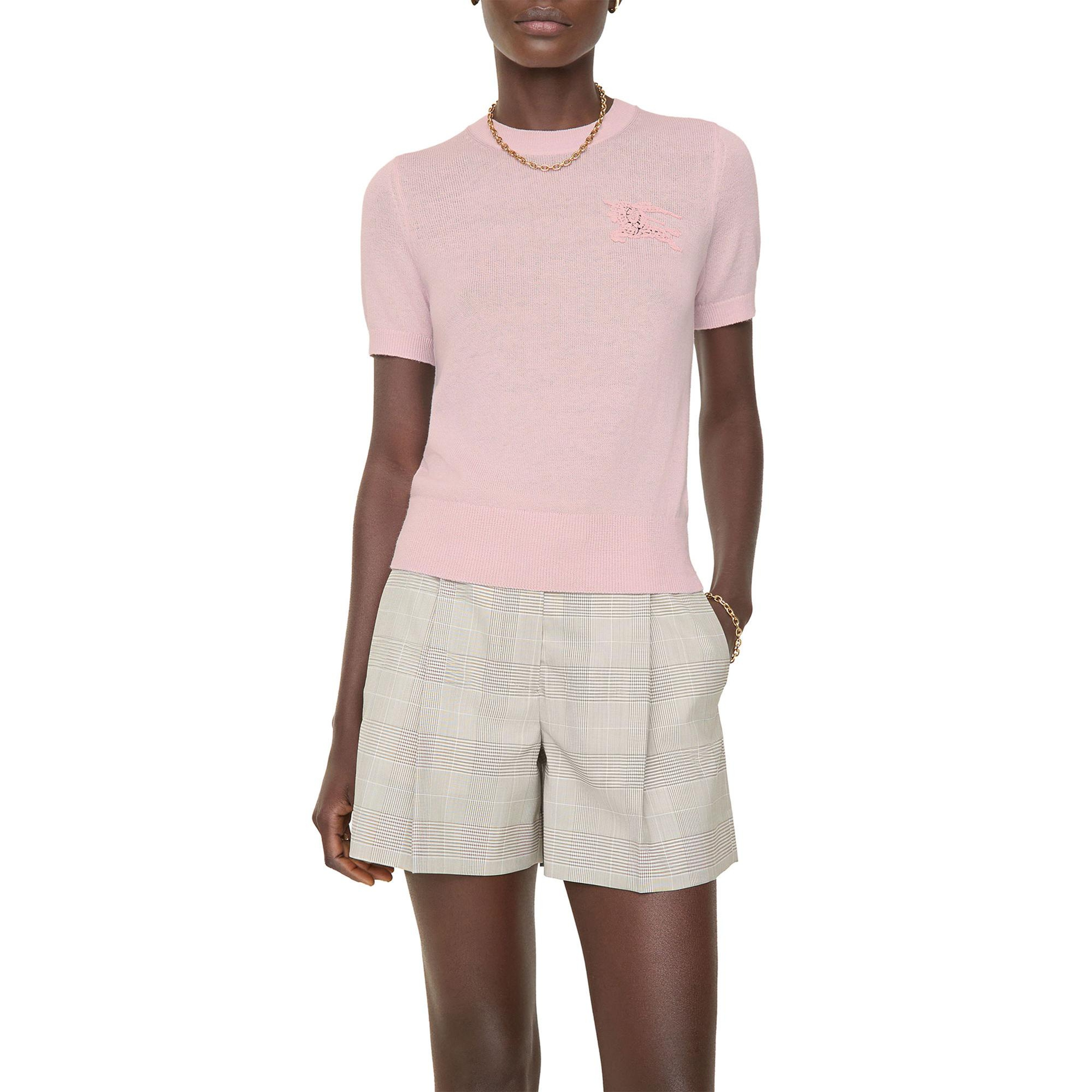 Burberry Ekd Wool Cotton Kadın Pembe Trıko