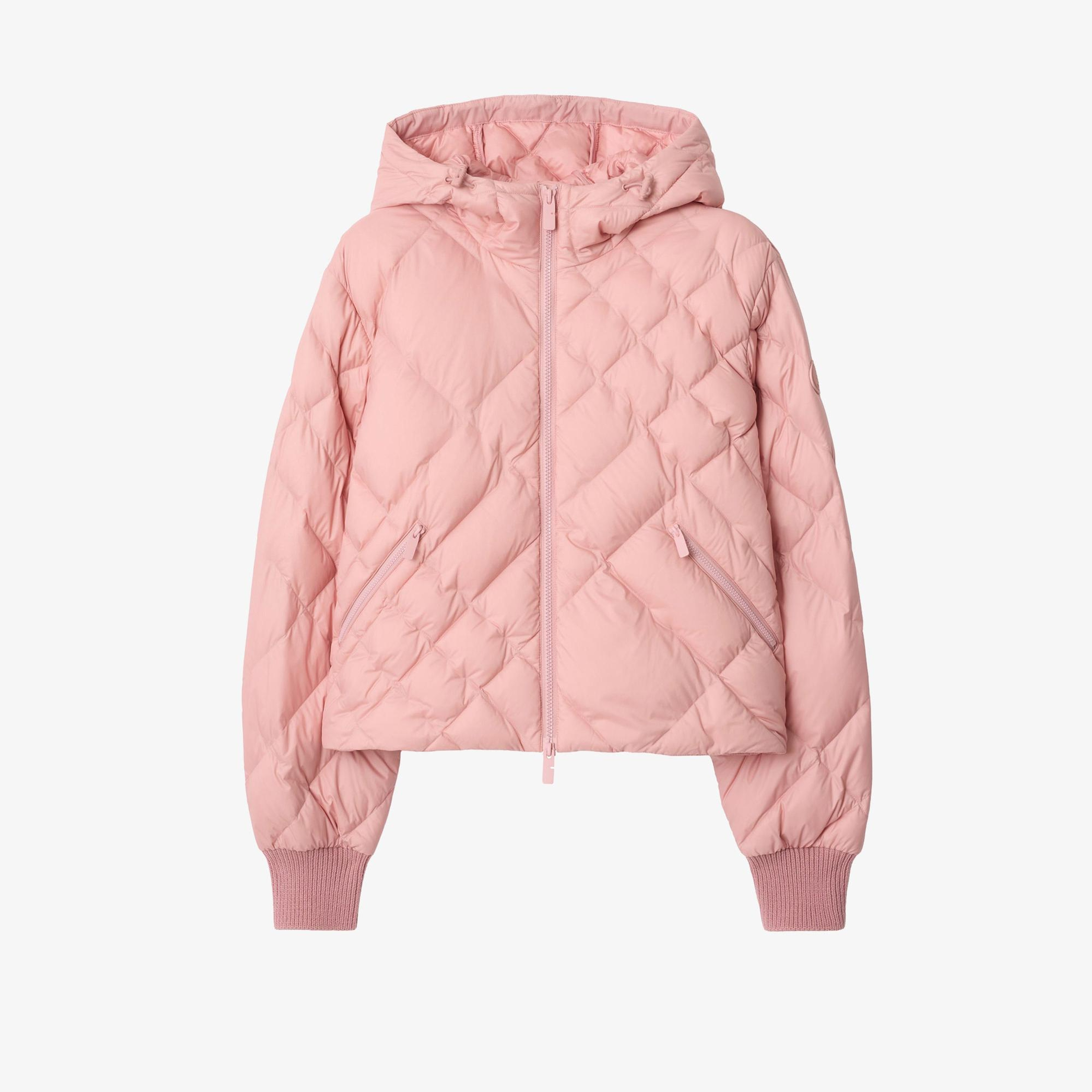 Burberry Check-Stitch Nylon Delley Puffer Kadın Pembe Mont
