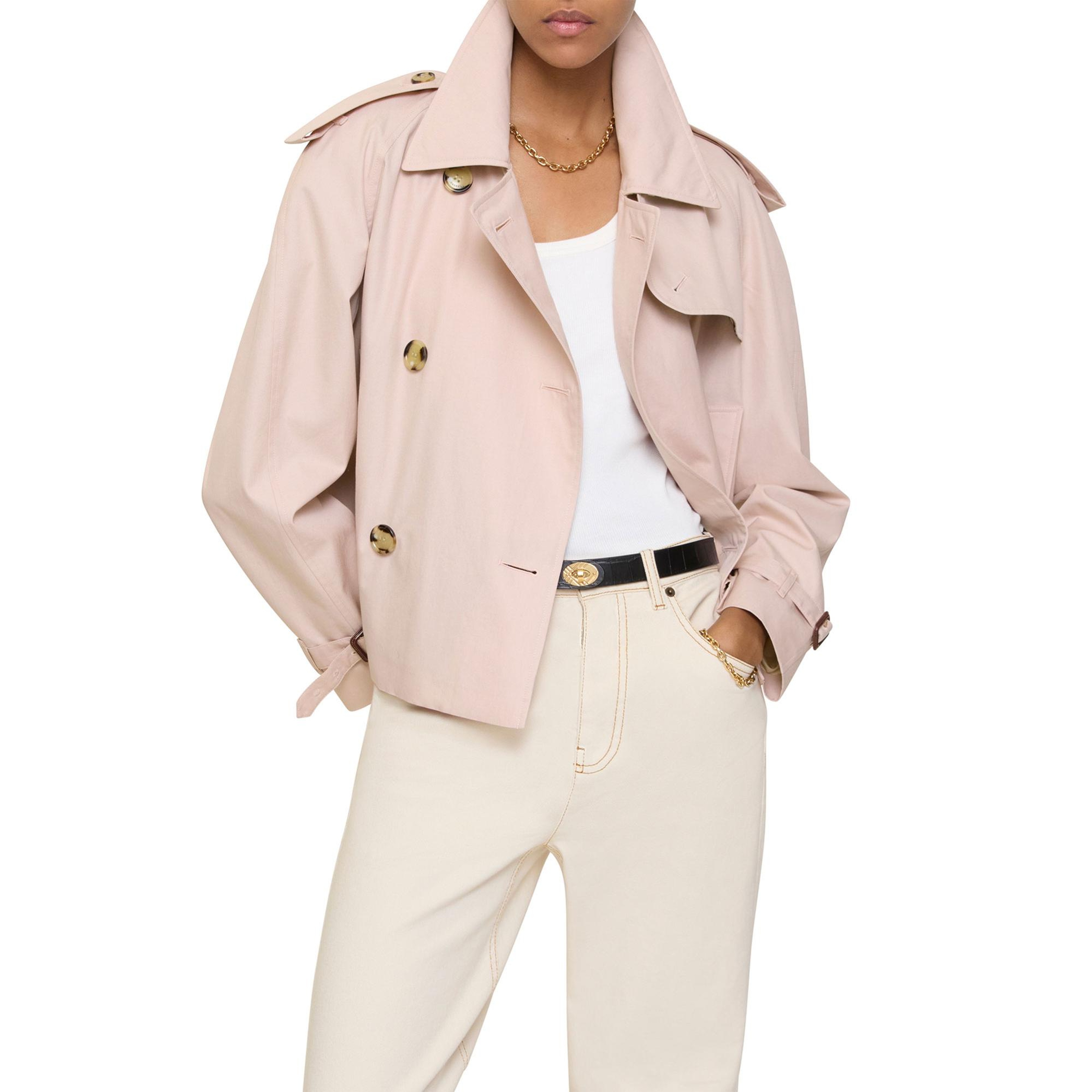 Burberry Cropped Tropical Gabardine Mayfair Kadın Pembe Pardesü