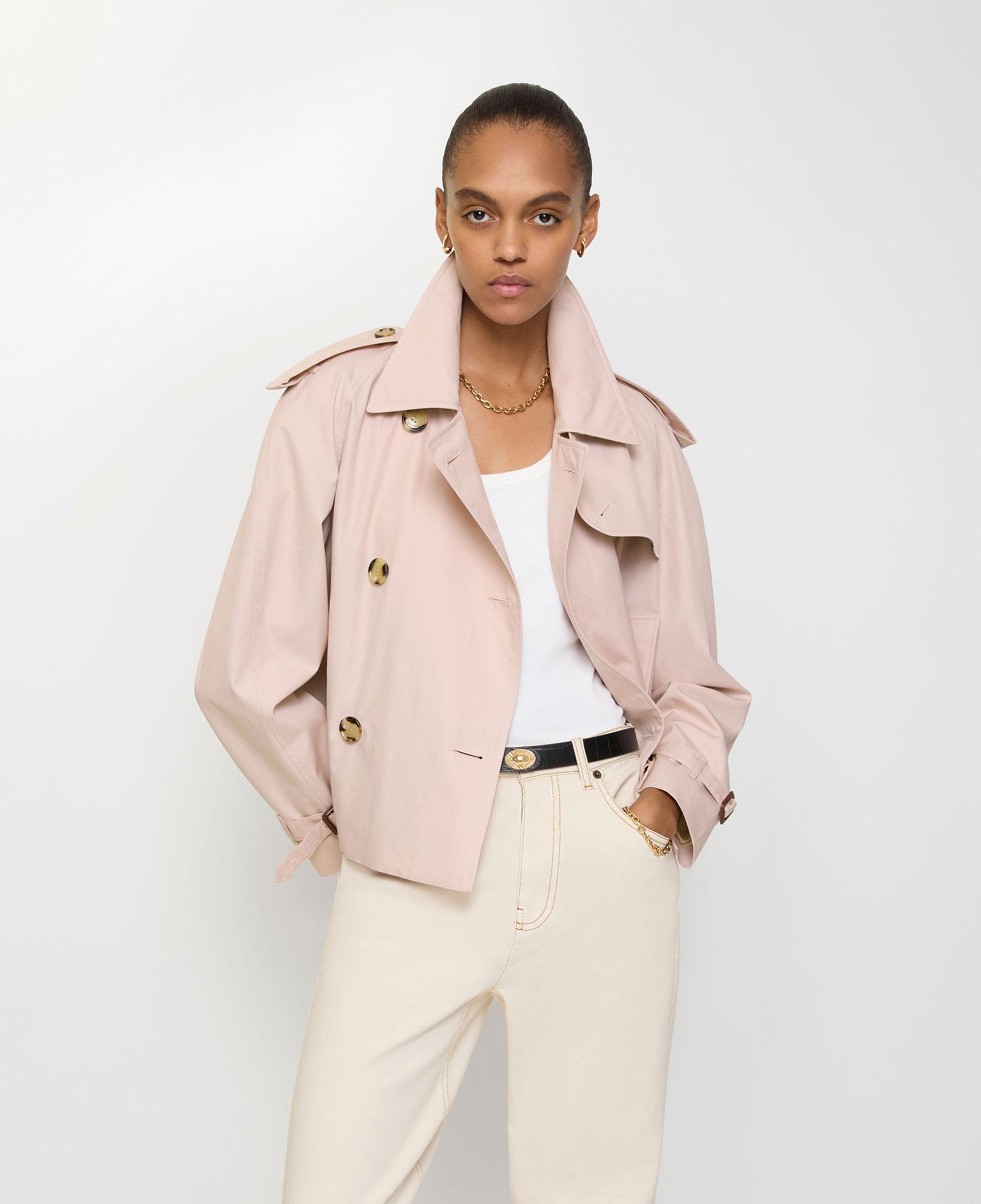 Burberry Cropped Tropical Gabardine Mayfair Kadın Pembe Pardesü