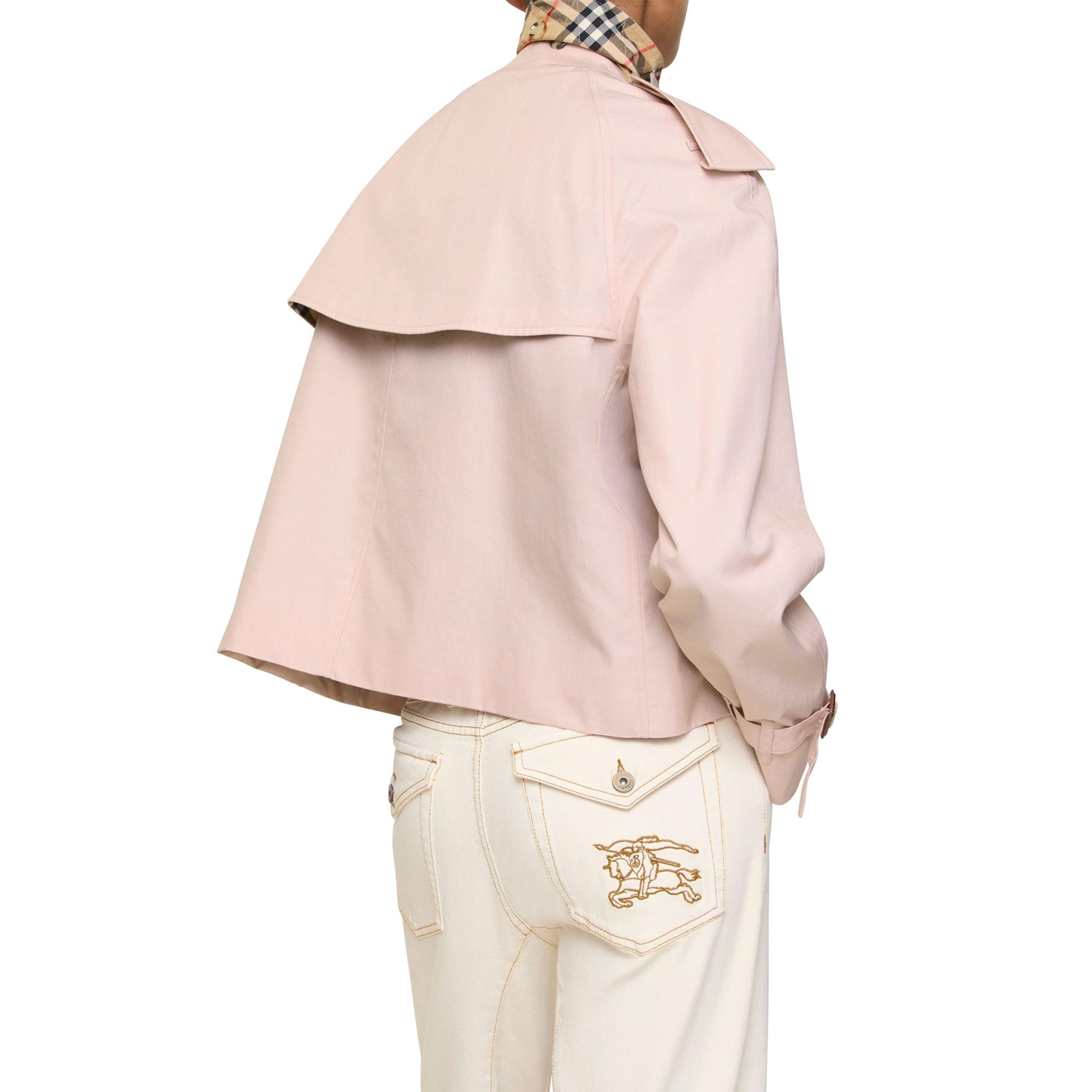 Burberry Cropped Tropical Gabardine Mayfair Kadın Pembe Pardesü