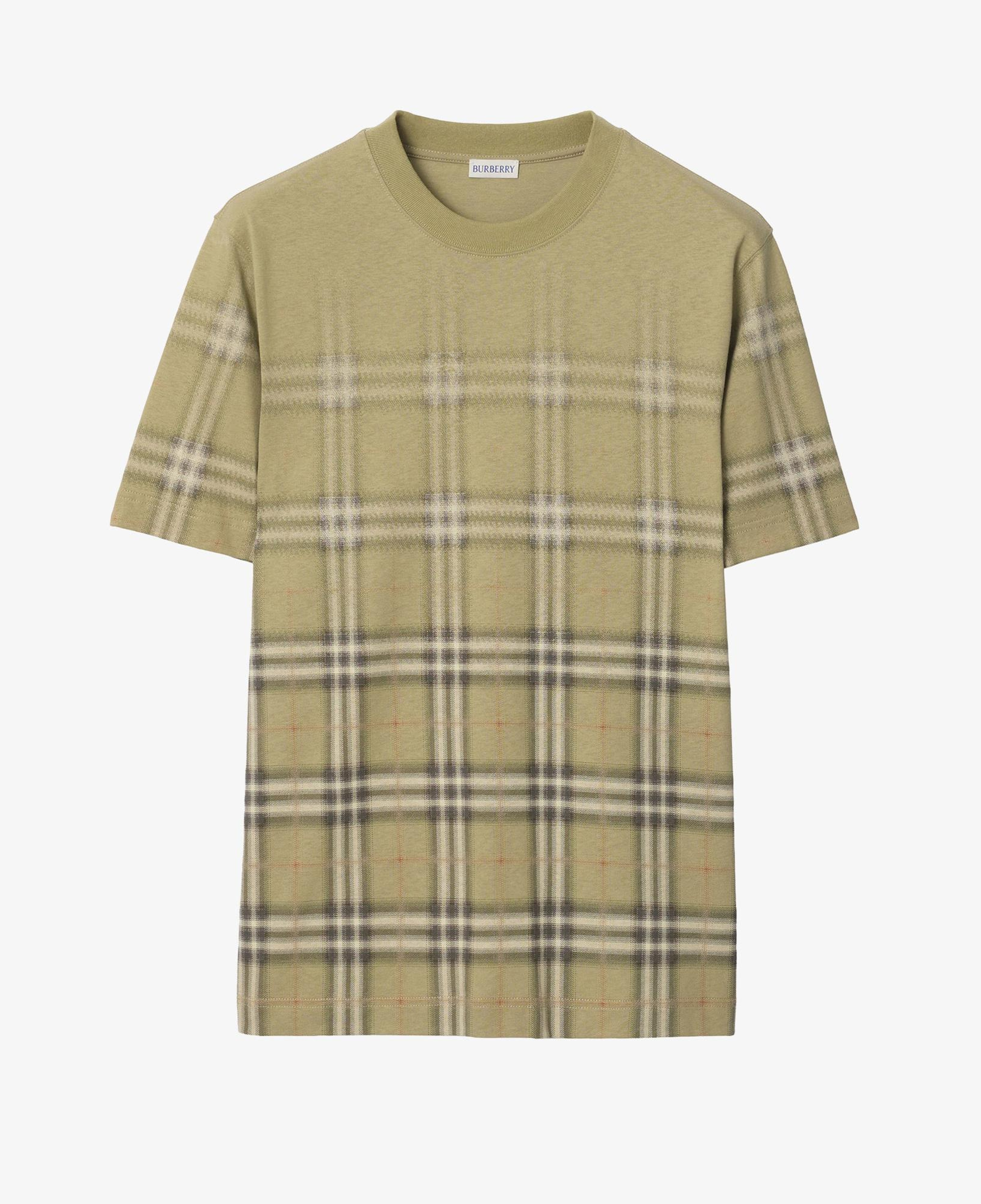 Burberry Gradient Check Cotton Erkek Haki T-Shirt