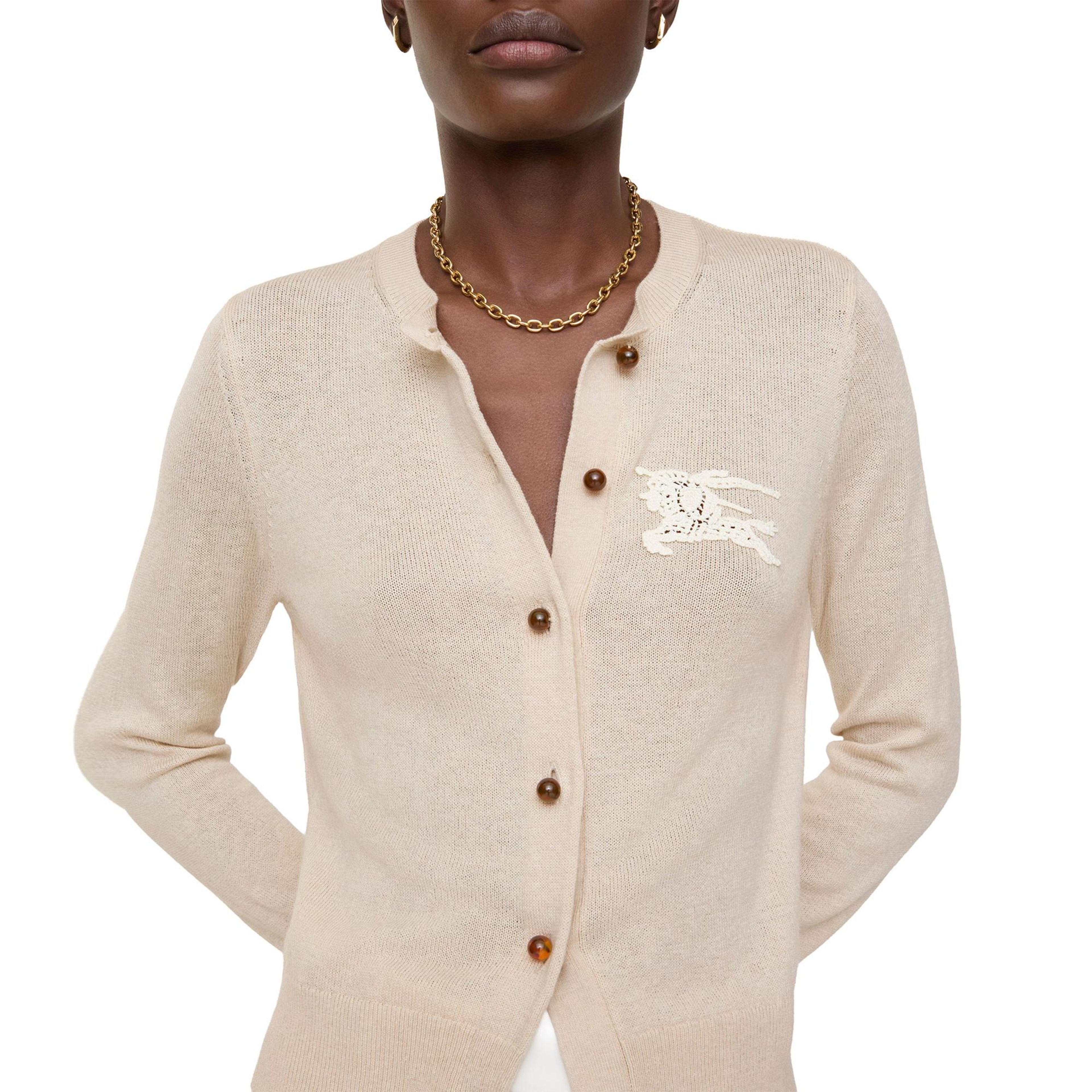 Burberry Ekd Cotton Wool Cardigan Kadın Bej Hırka
