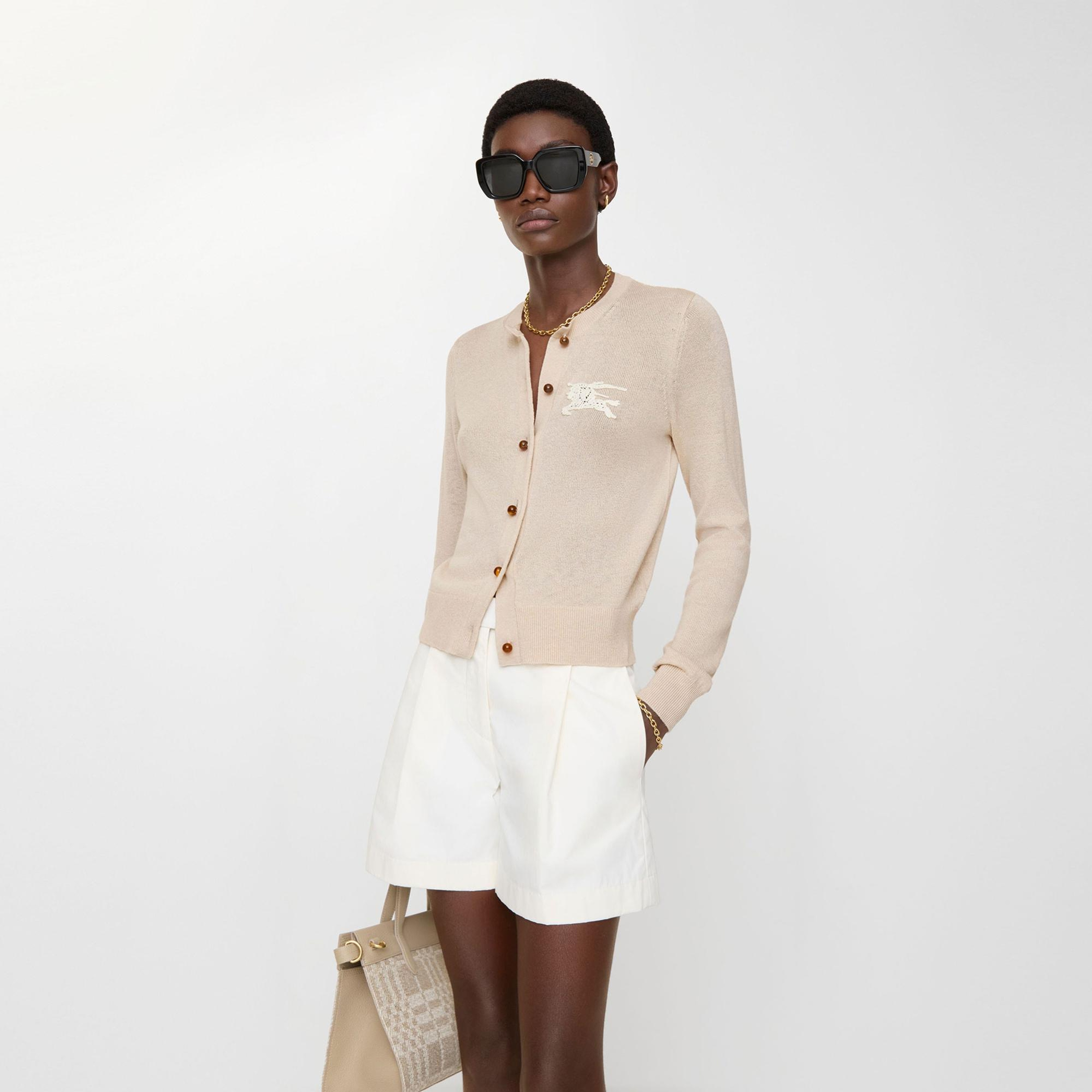 Burberry Ekd Cotton Wool Cardigan Kadın Bej Hırka