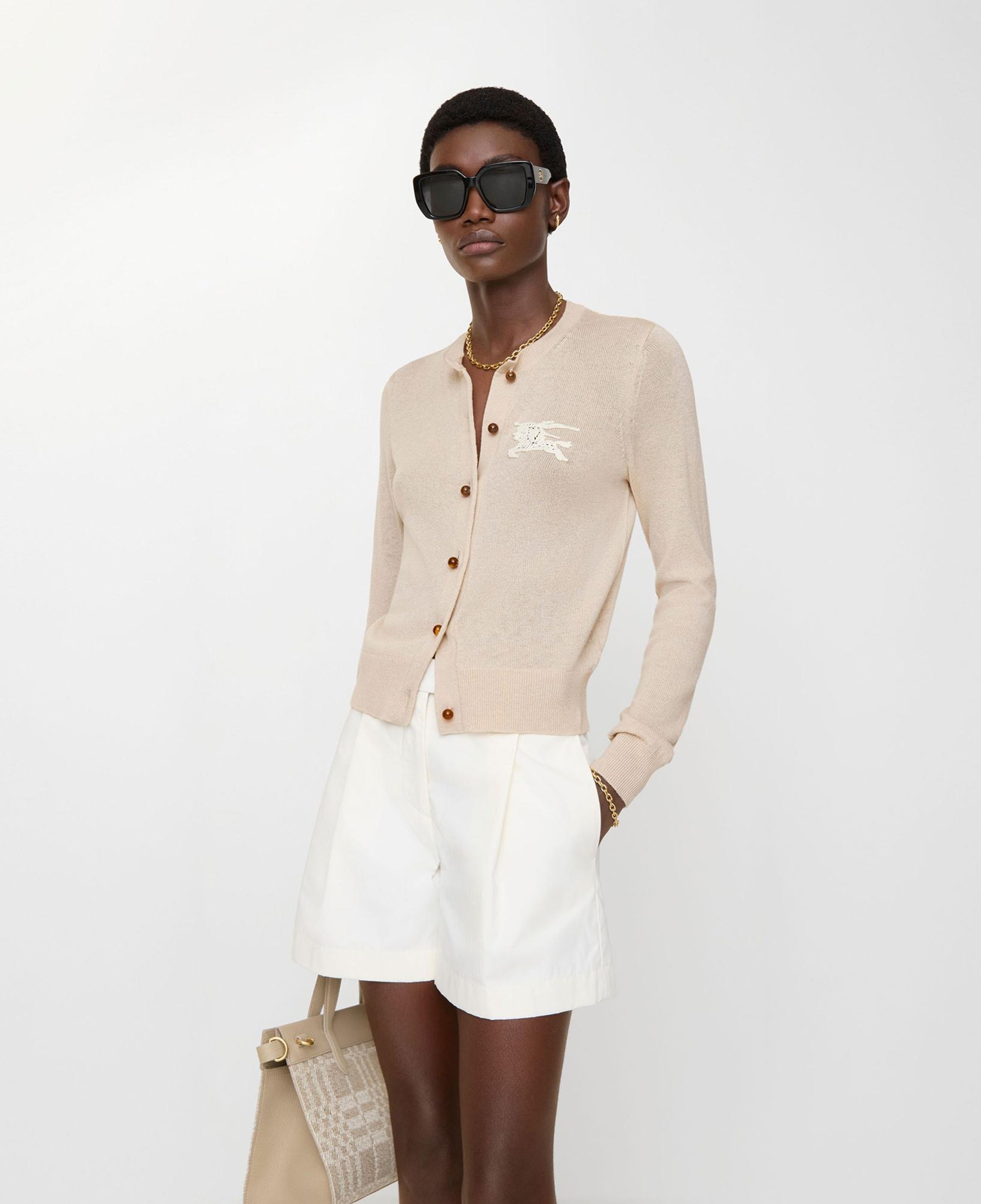 Burberry Ekd Cotton Wool Cardigan Kadın Bej Hırka