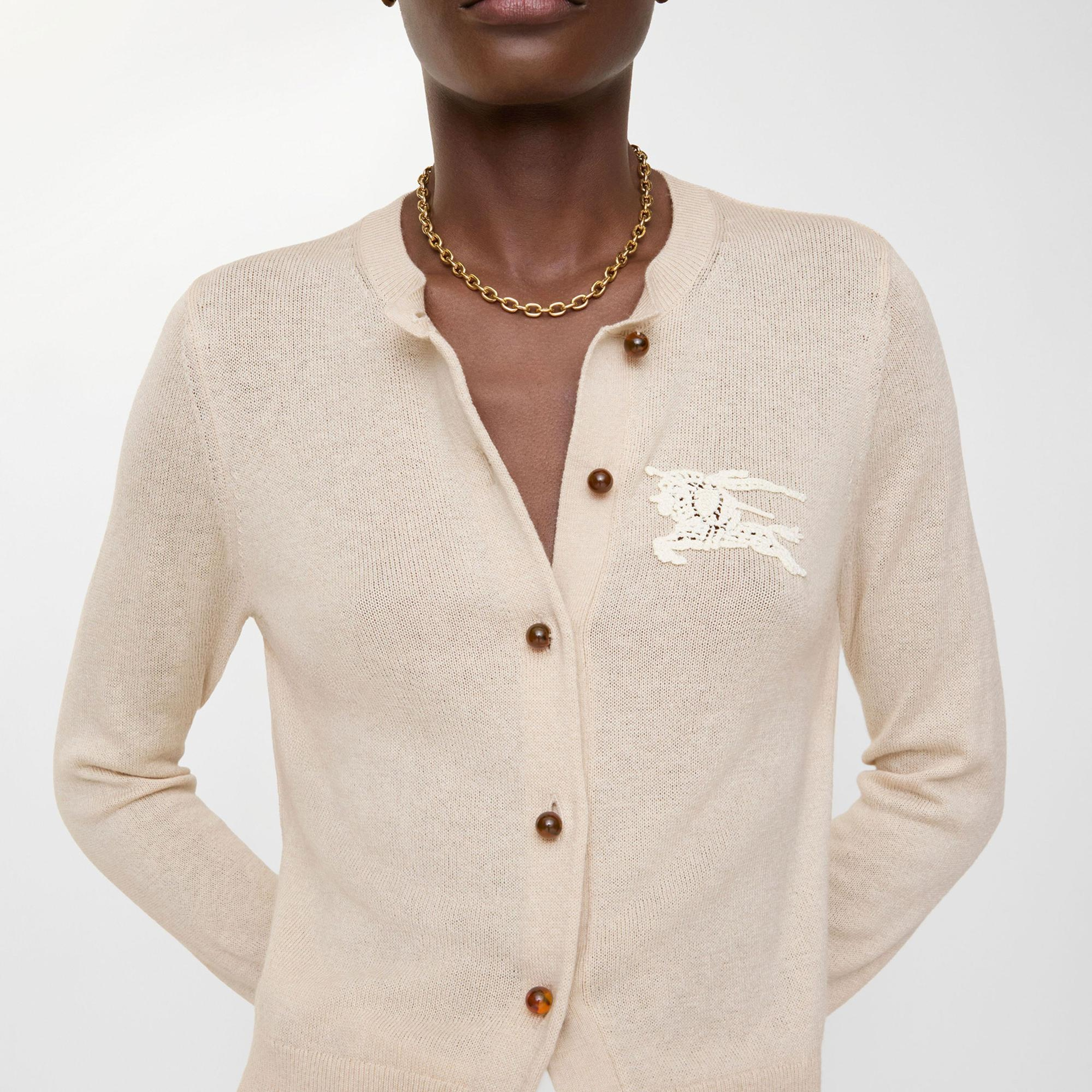 Burberry Ekd Cotton Wool Cardigan Kadın Bej Hırka
