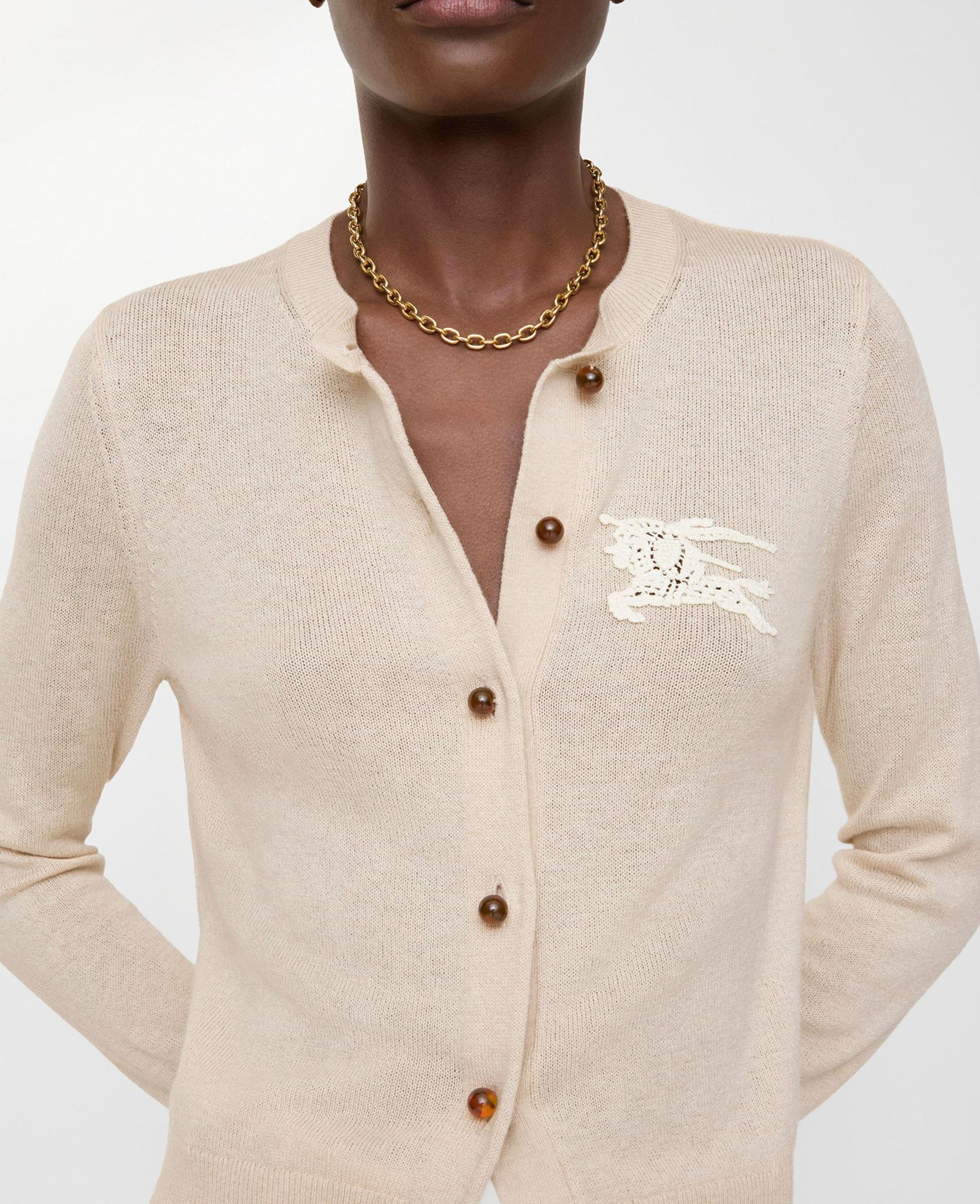 Burberry Ekd Cotton Wool Cardigan Kadın Bej Hırka