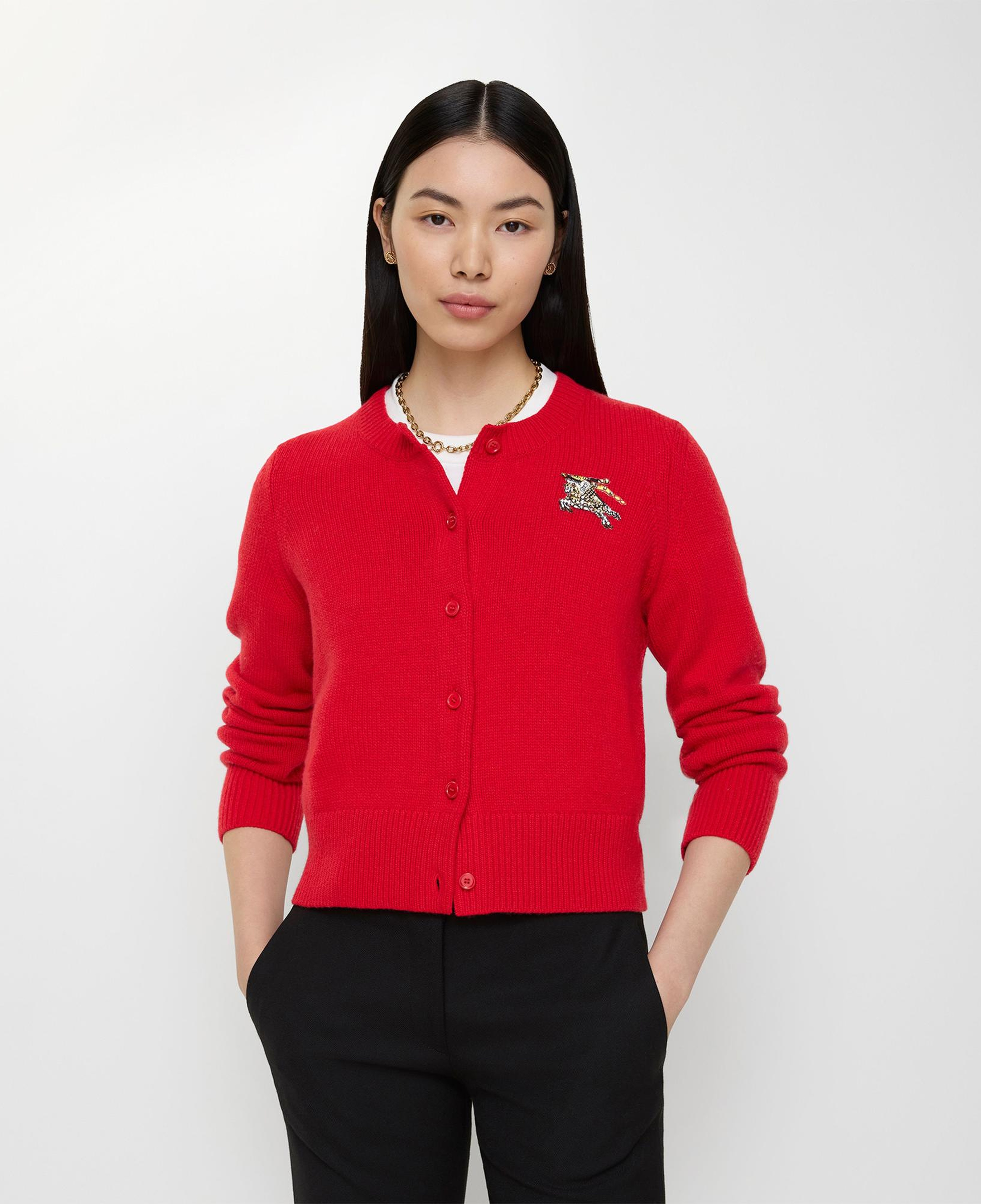 Burberry Wool Cashmere Cardigan Kadın Kırmızı Hırka