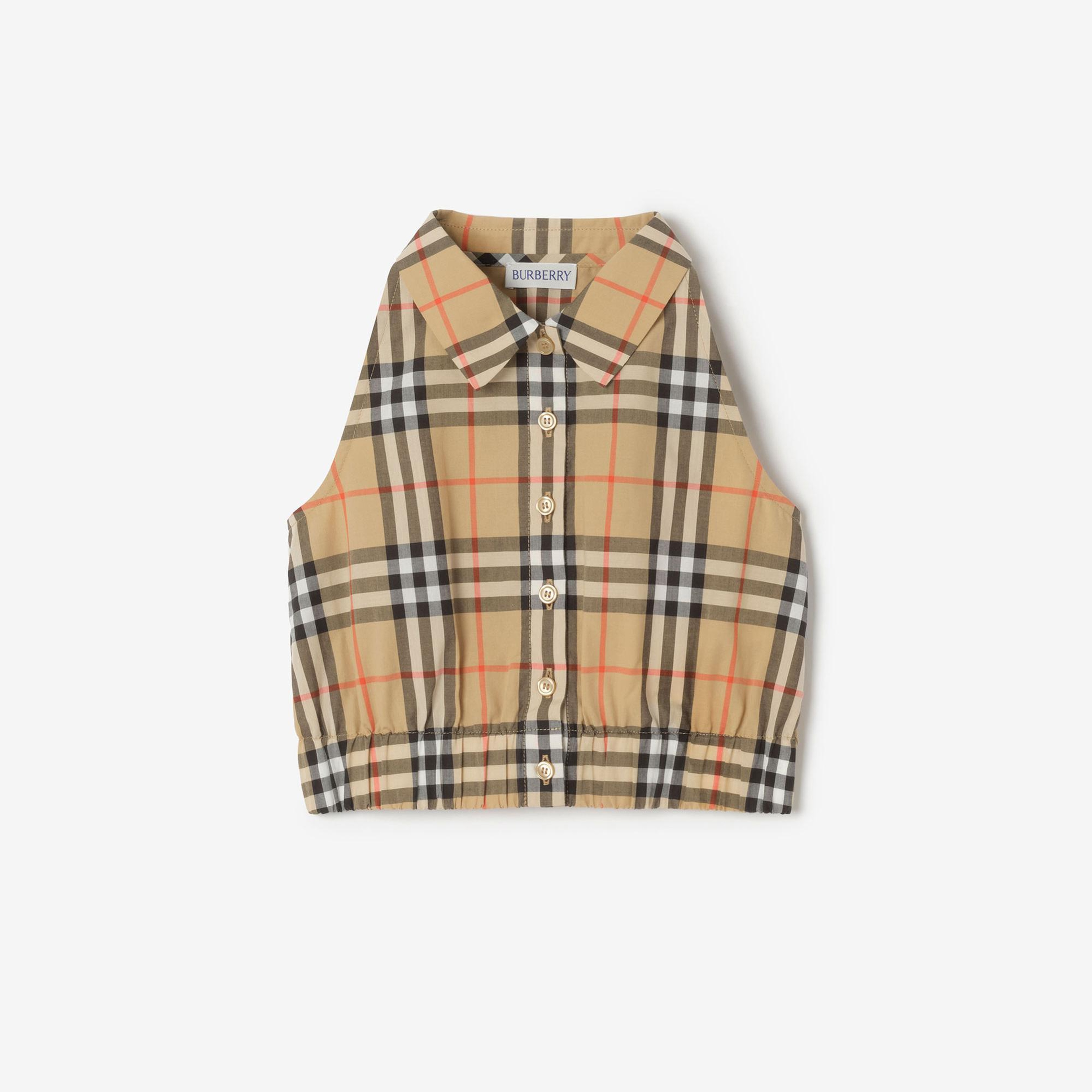 Burberry Check Cotton Çocuk Bej Gömlek