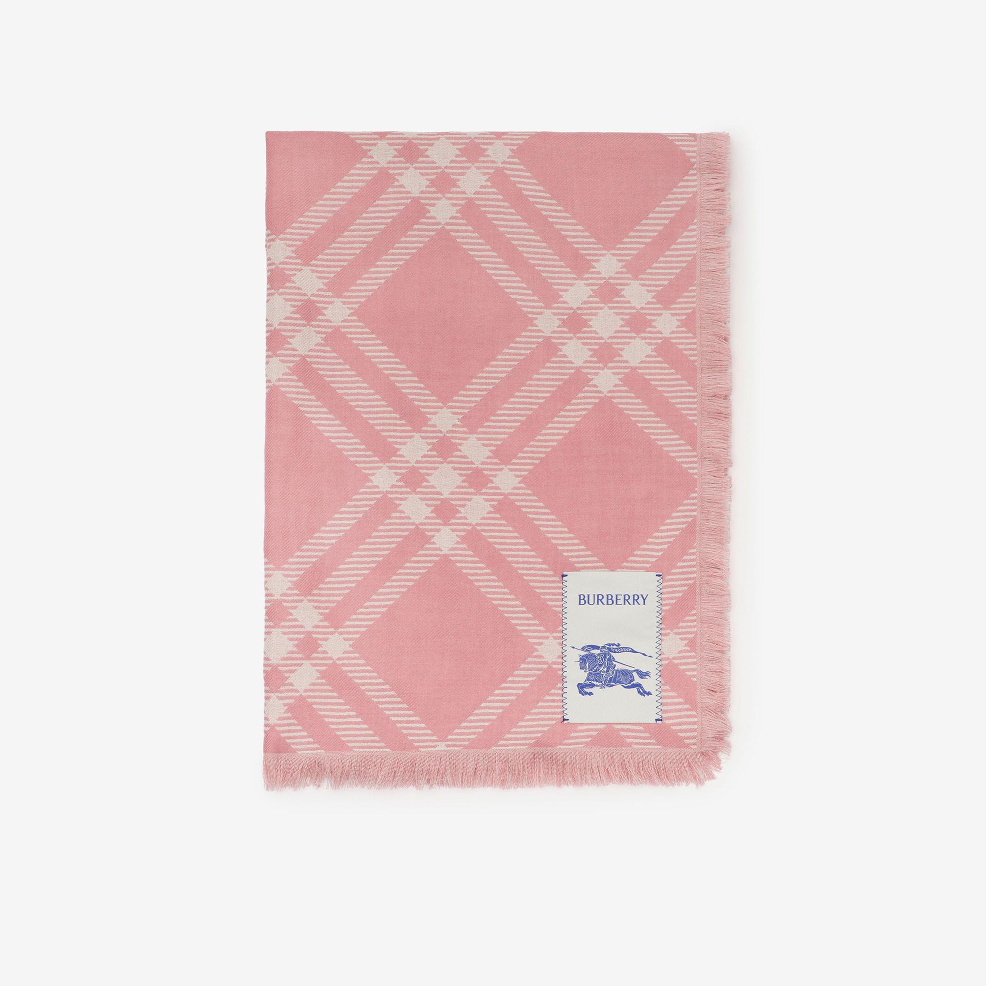 Burberry Wide Check Wool Silk Kadın Pembe Atkı