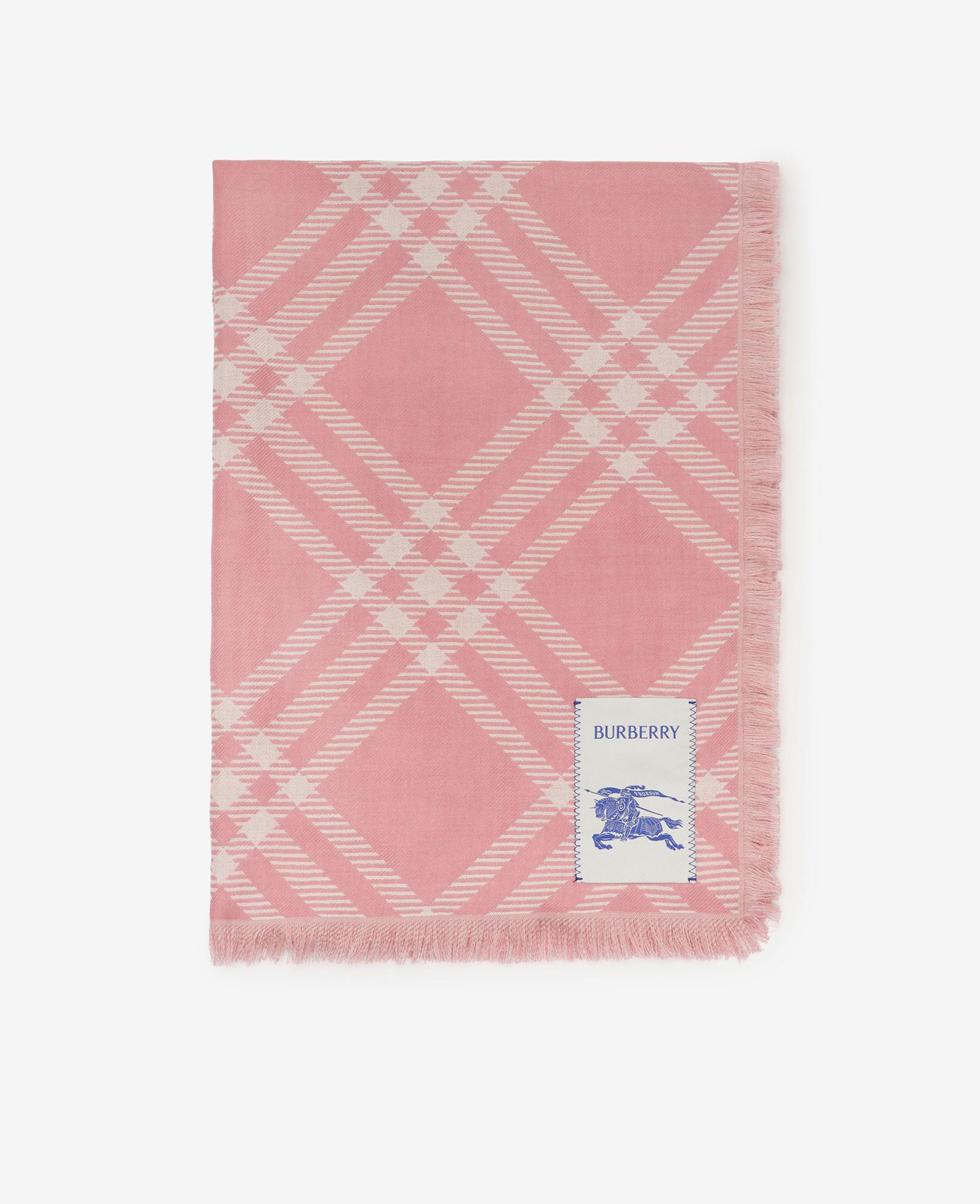 Burberry Wide Check Wool Silk Kadın Pembe Atkı
