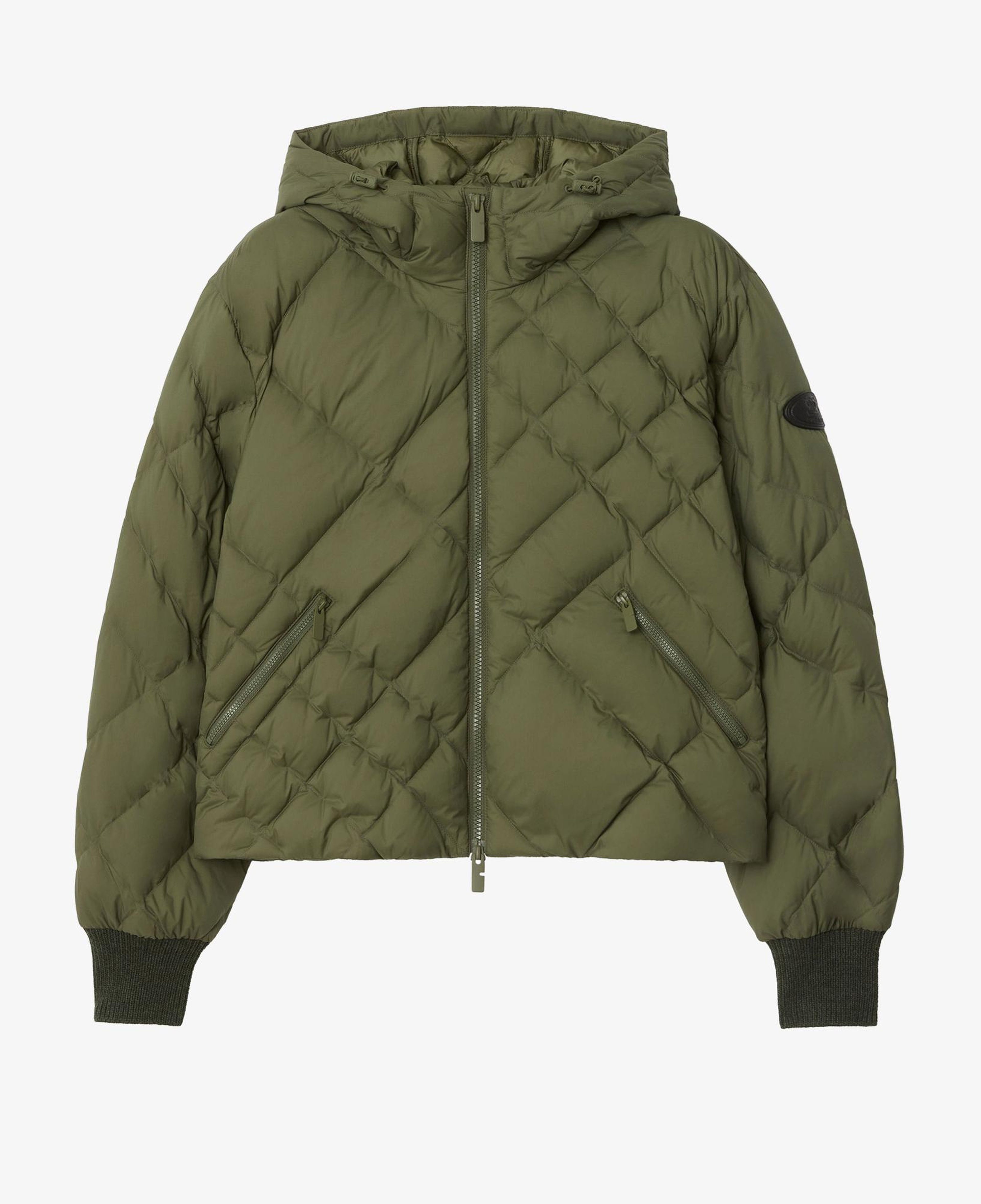 Burberry Check-Stitch Nylon Delley Puffer Kadın Haki Mont