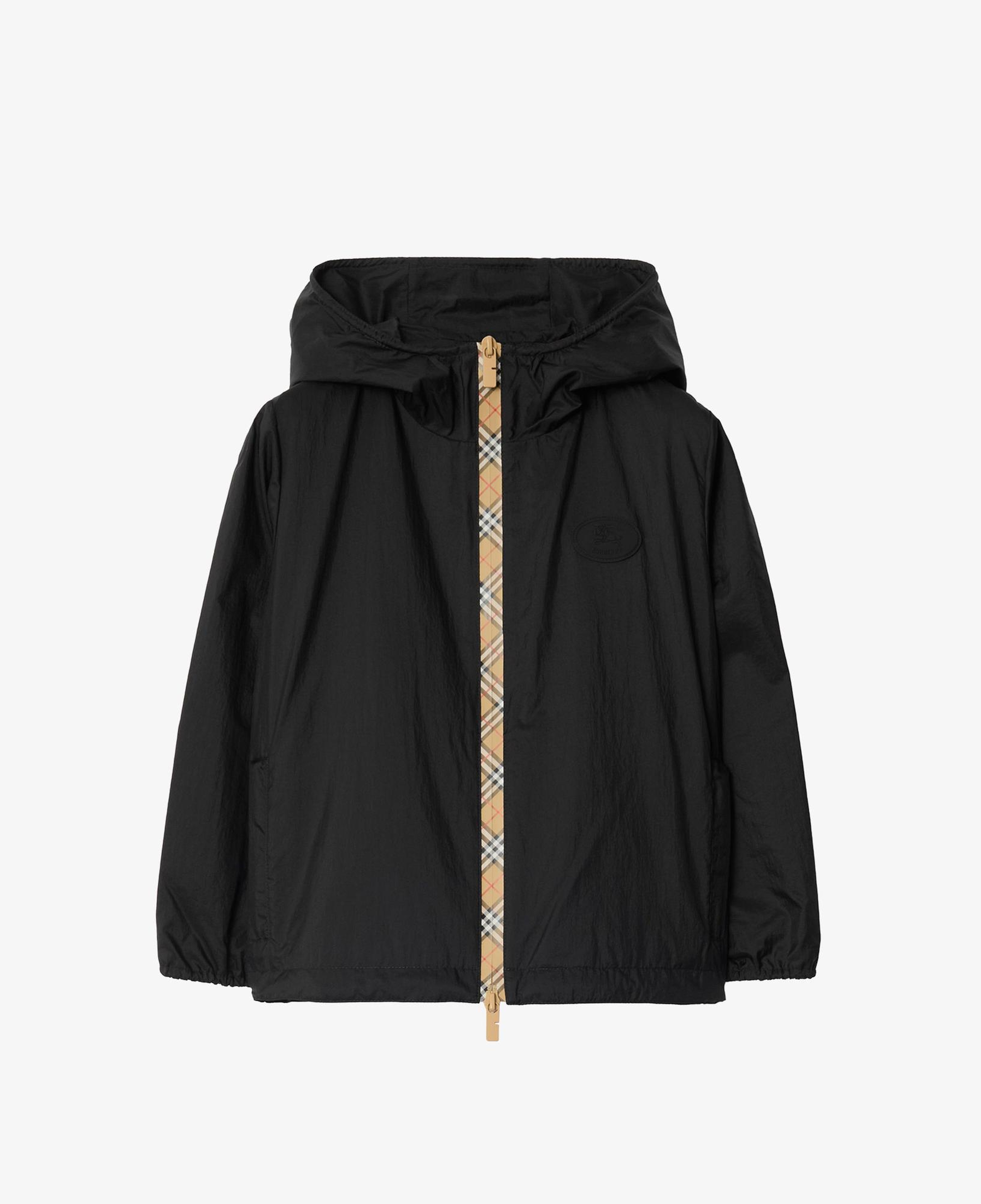 Burberry Checker-Tape Nylon Hooded Çocuk Siyah Mont