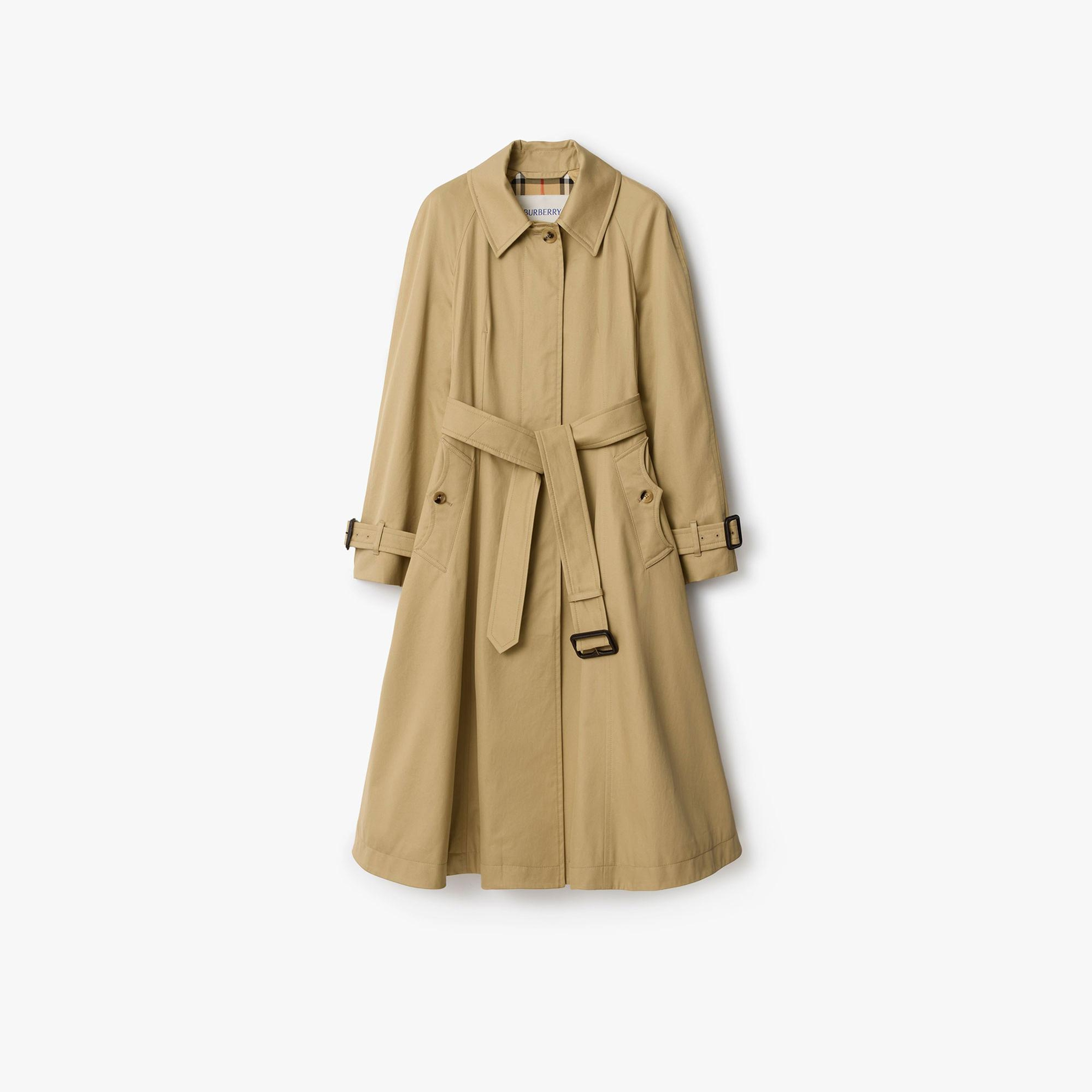 Burberry Long Gabardine Ellingham Fit-And-Flare Car Kadın Bej Pardesü