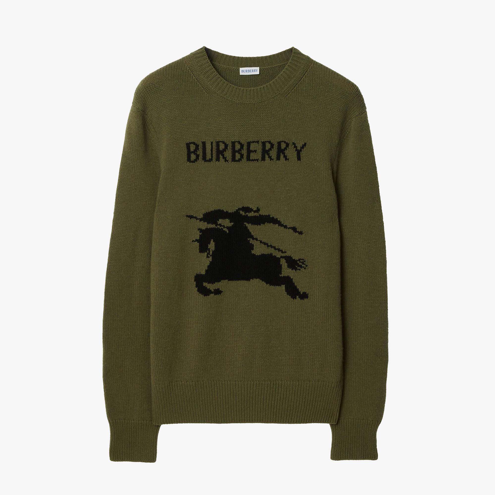 Burberry Ekd Wool Cashmere Erkek Haki Trıko