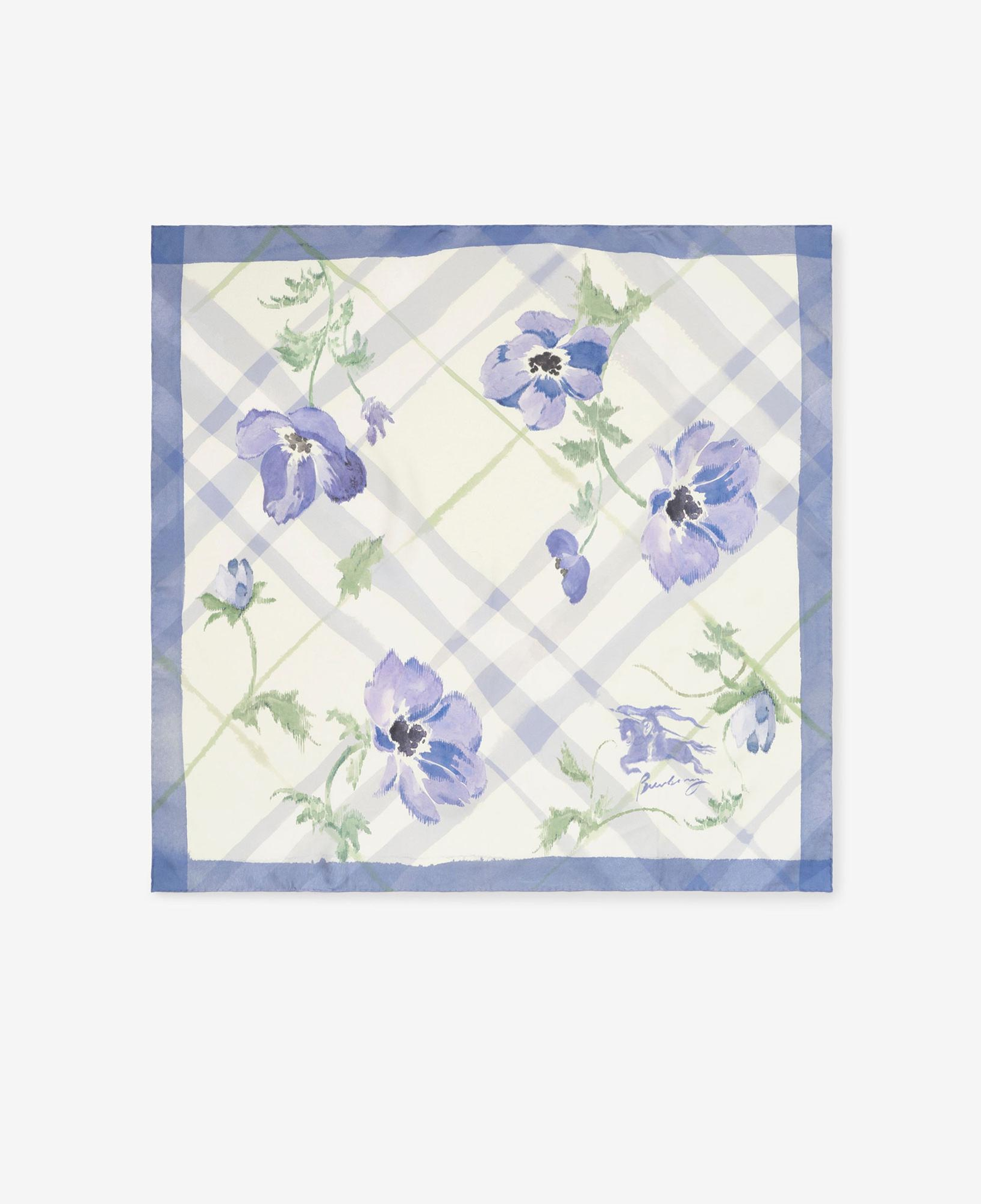Burberry Watercolour Check Silk Kadın Mavi Eşarp
