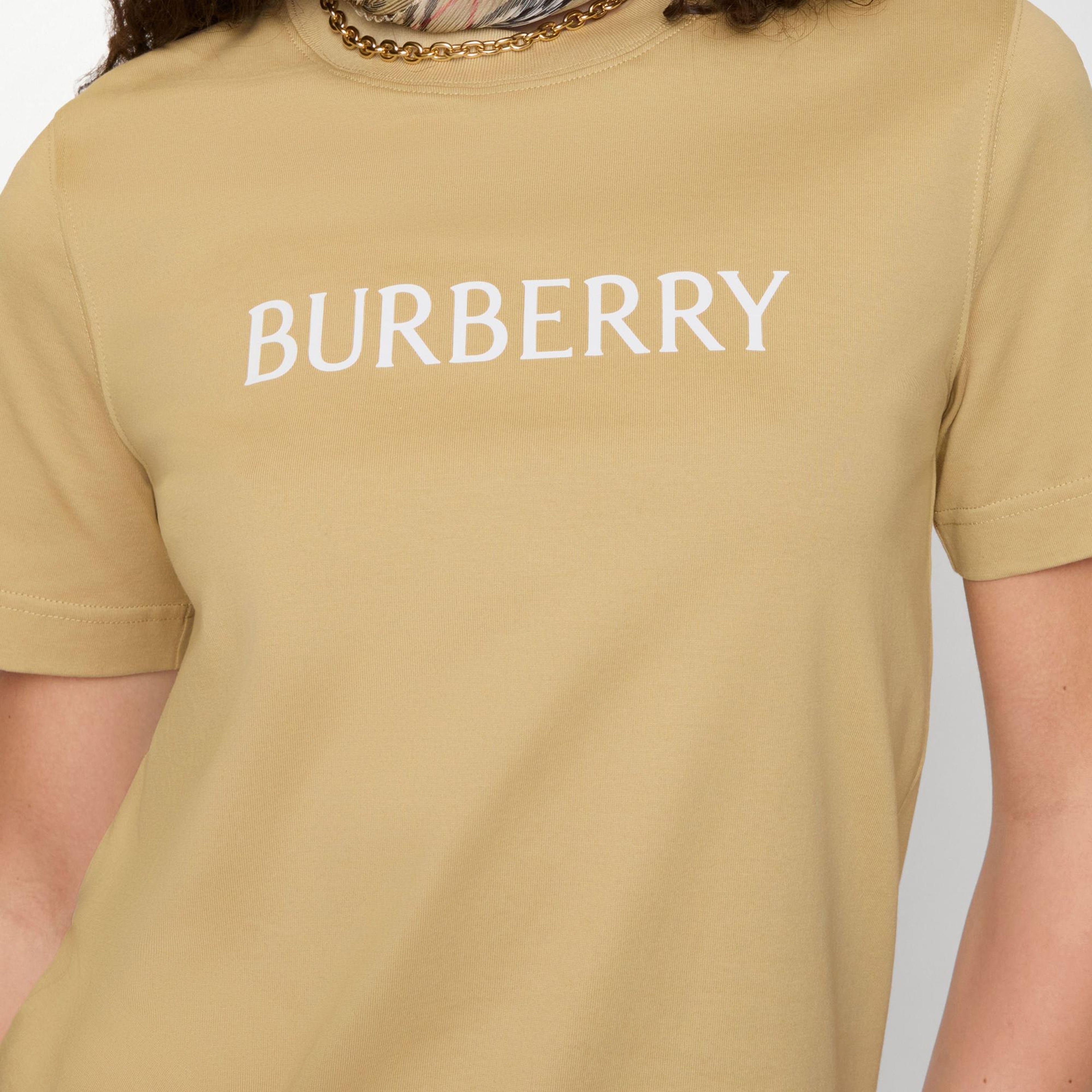 Burberry Logo Cotton Kadın Bej T-Shirt