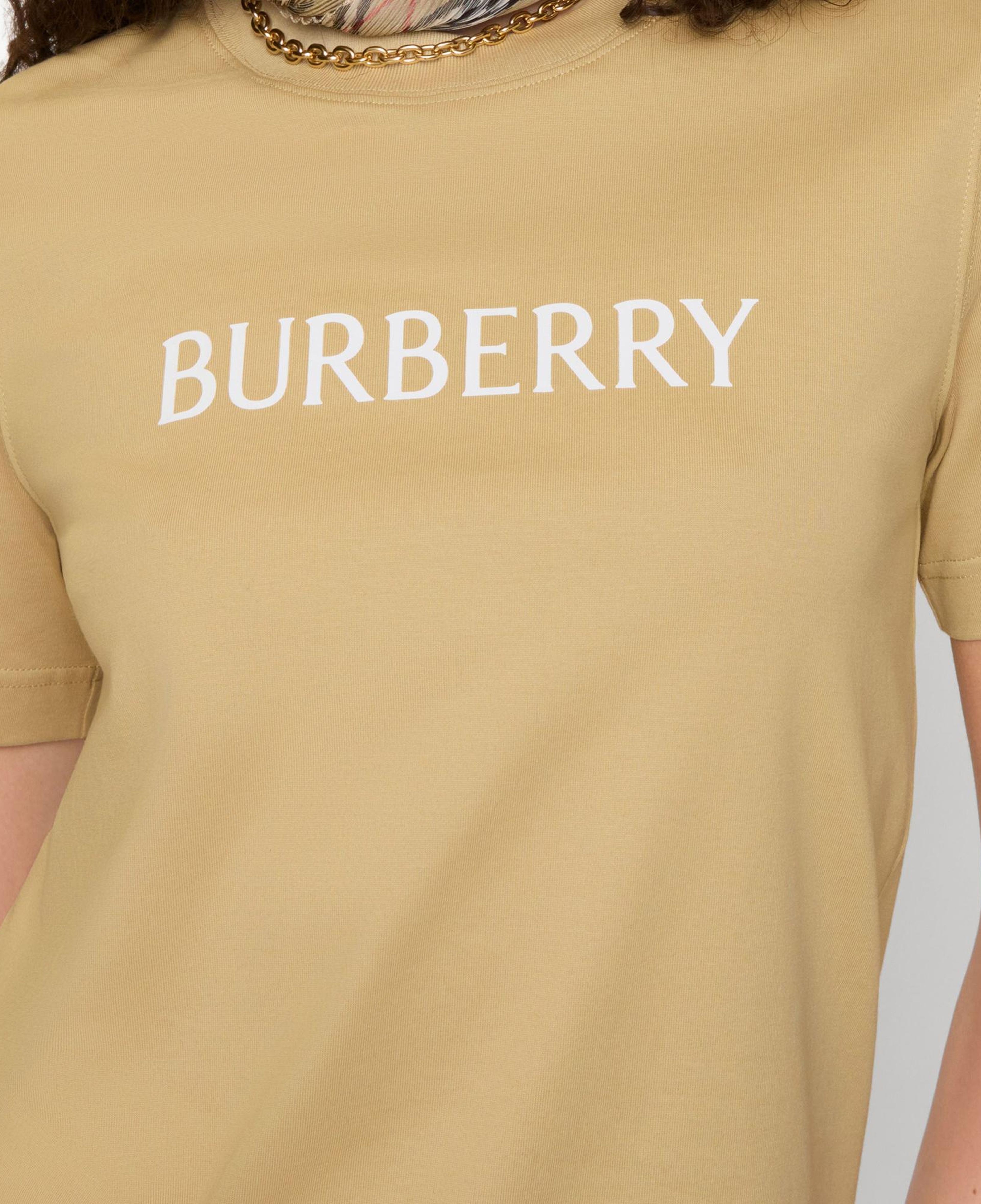 Burberry Logo Cotton Kadın Bej T-Shirt
