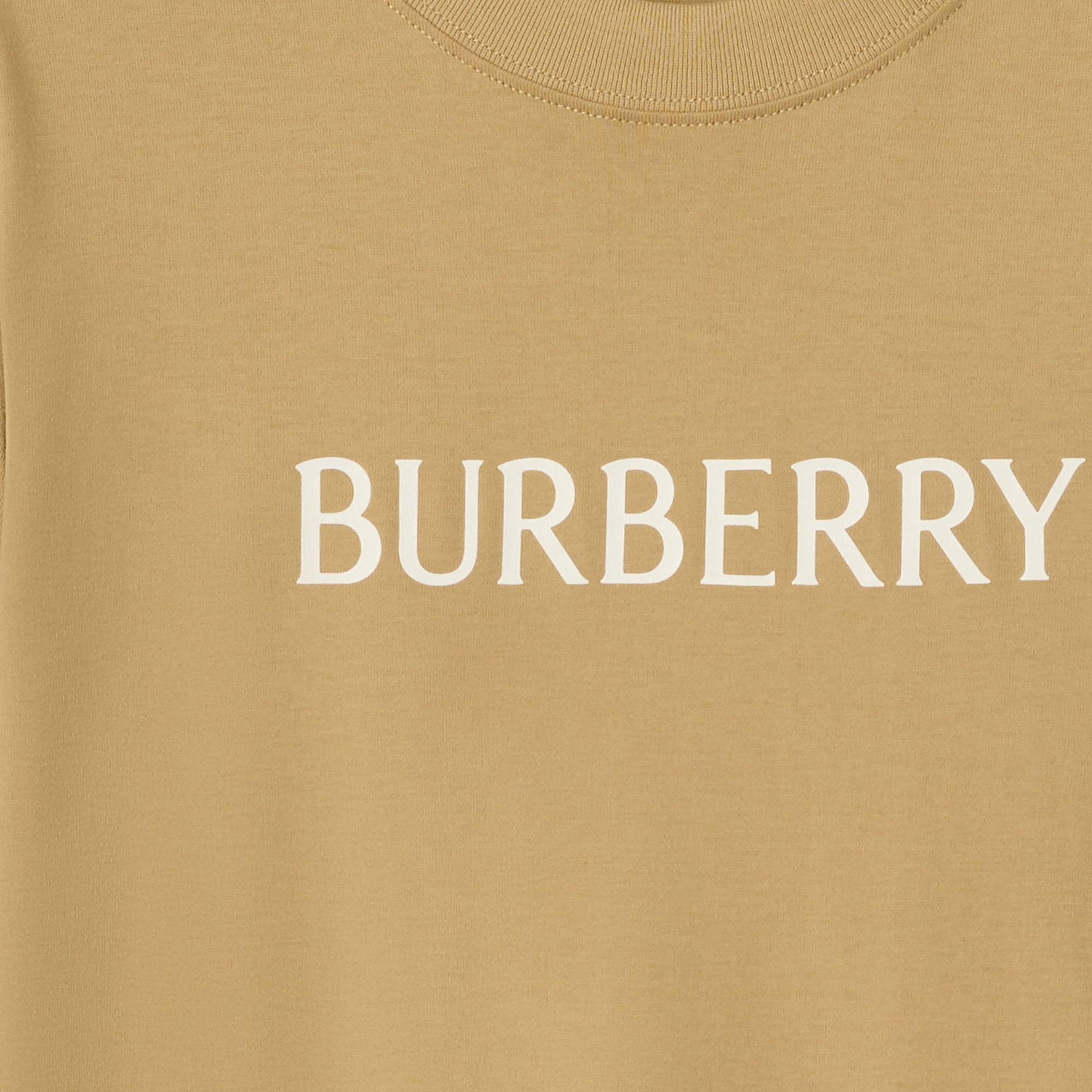 Burberry Logo Cotton Kadın Bej T-Shirt