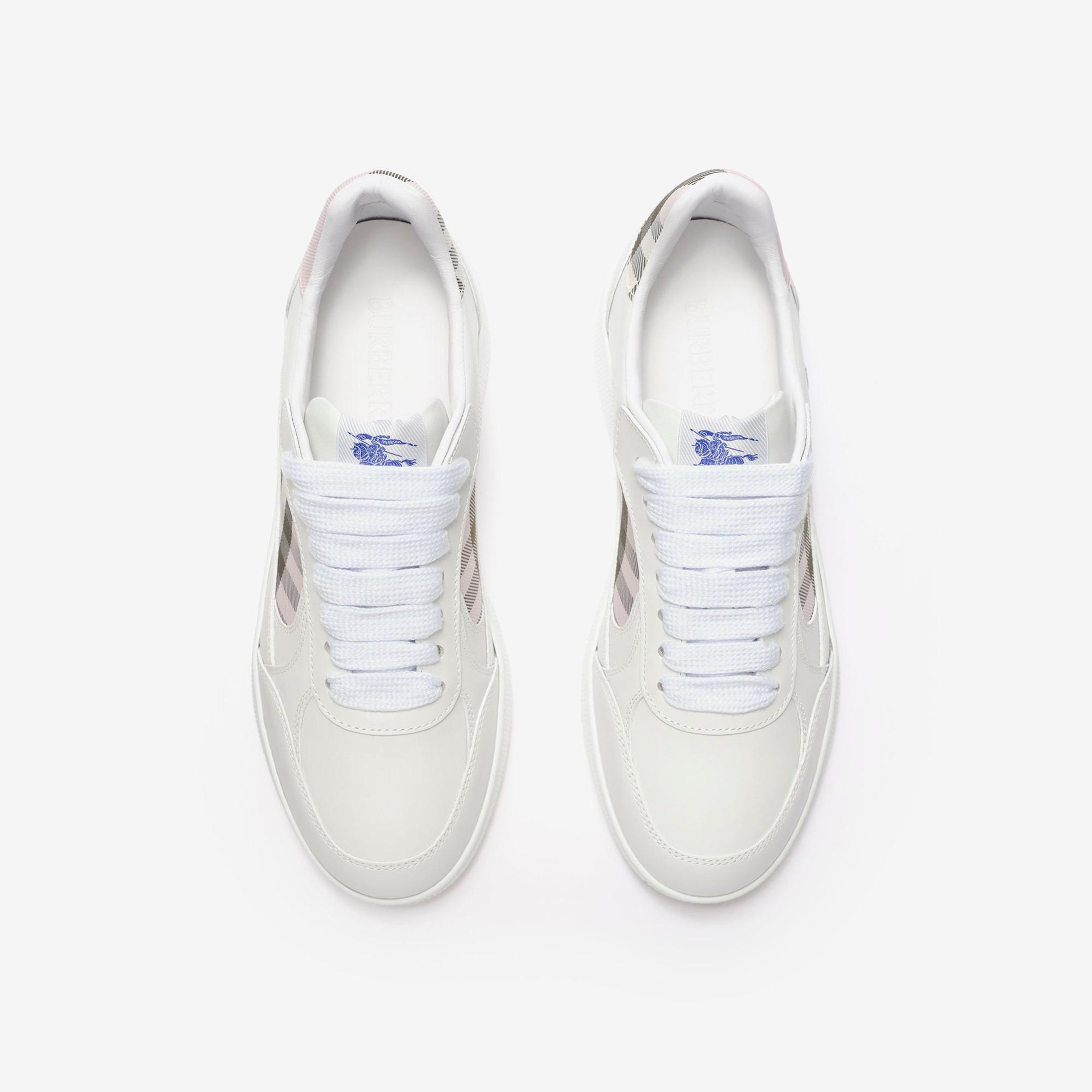 Burberry Leather And Check Terrace Kadın Beyaz Sneaker