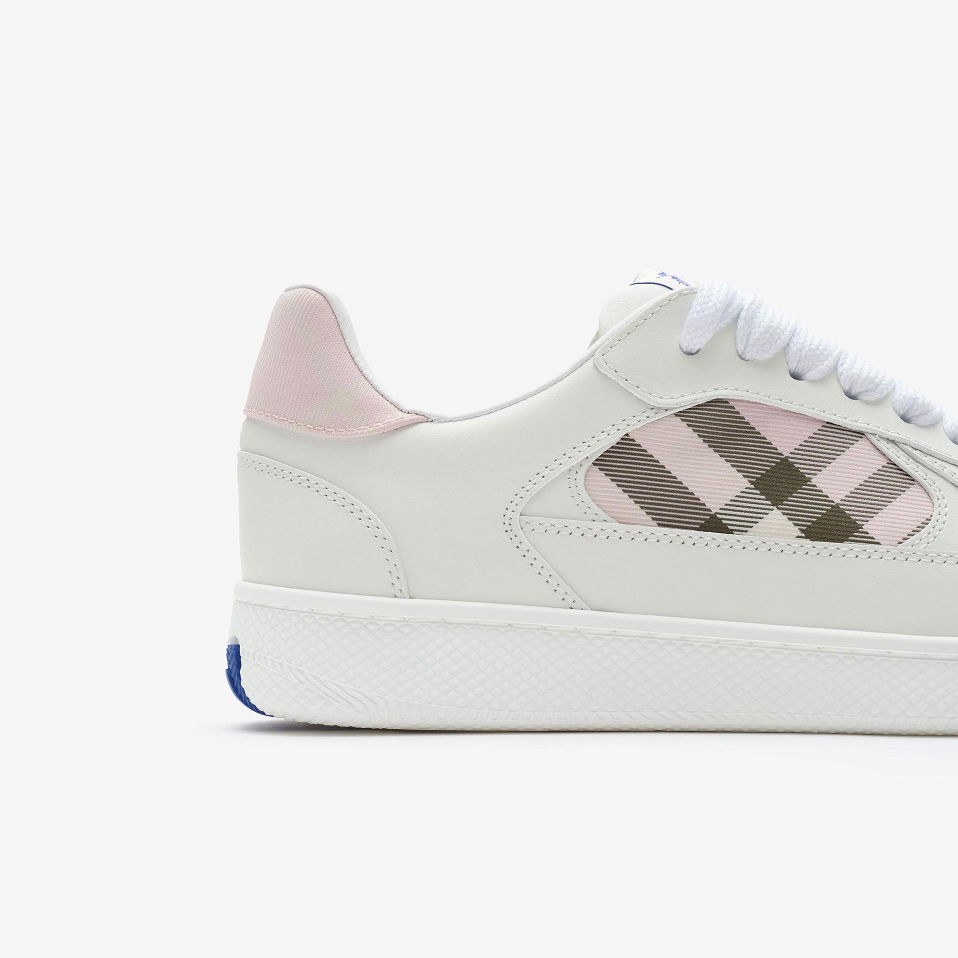 Burberry Leather And Check Terrace Kadın Beyaz Sneaker