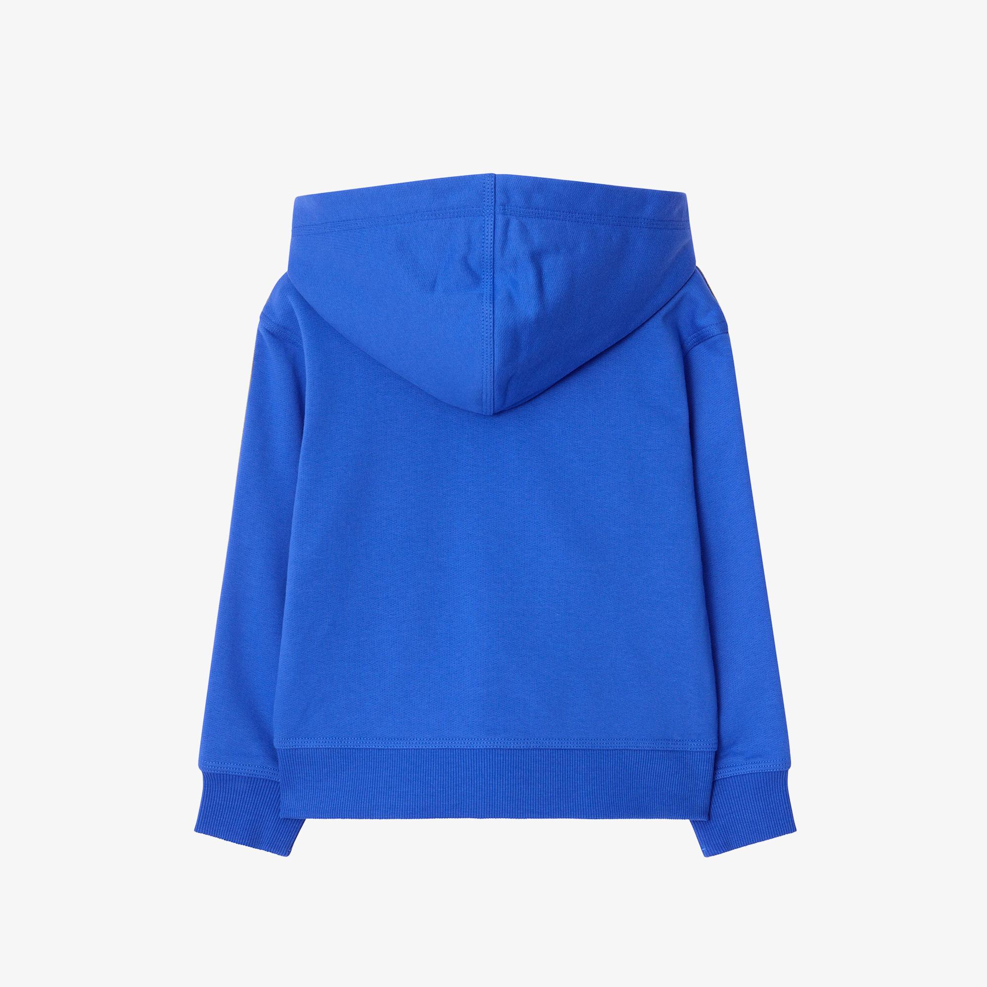 Burberry Check Trim Cotton Zip Çocuk Mavi Hoodie