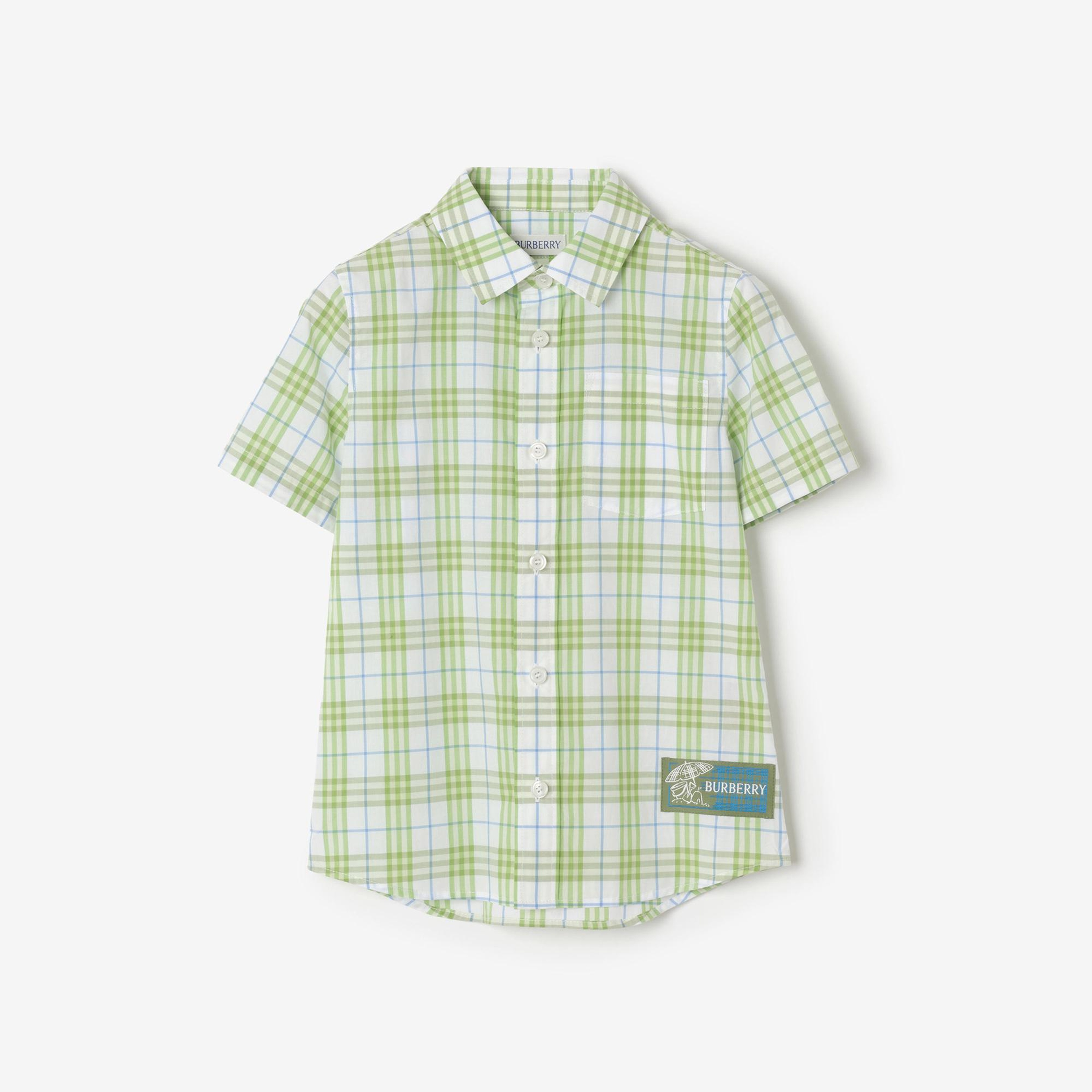 Burberry Check Cotton Çocuk Yeşil Gömlek