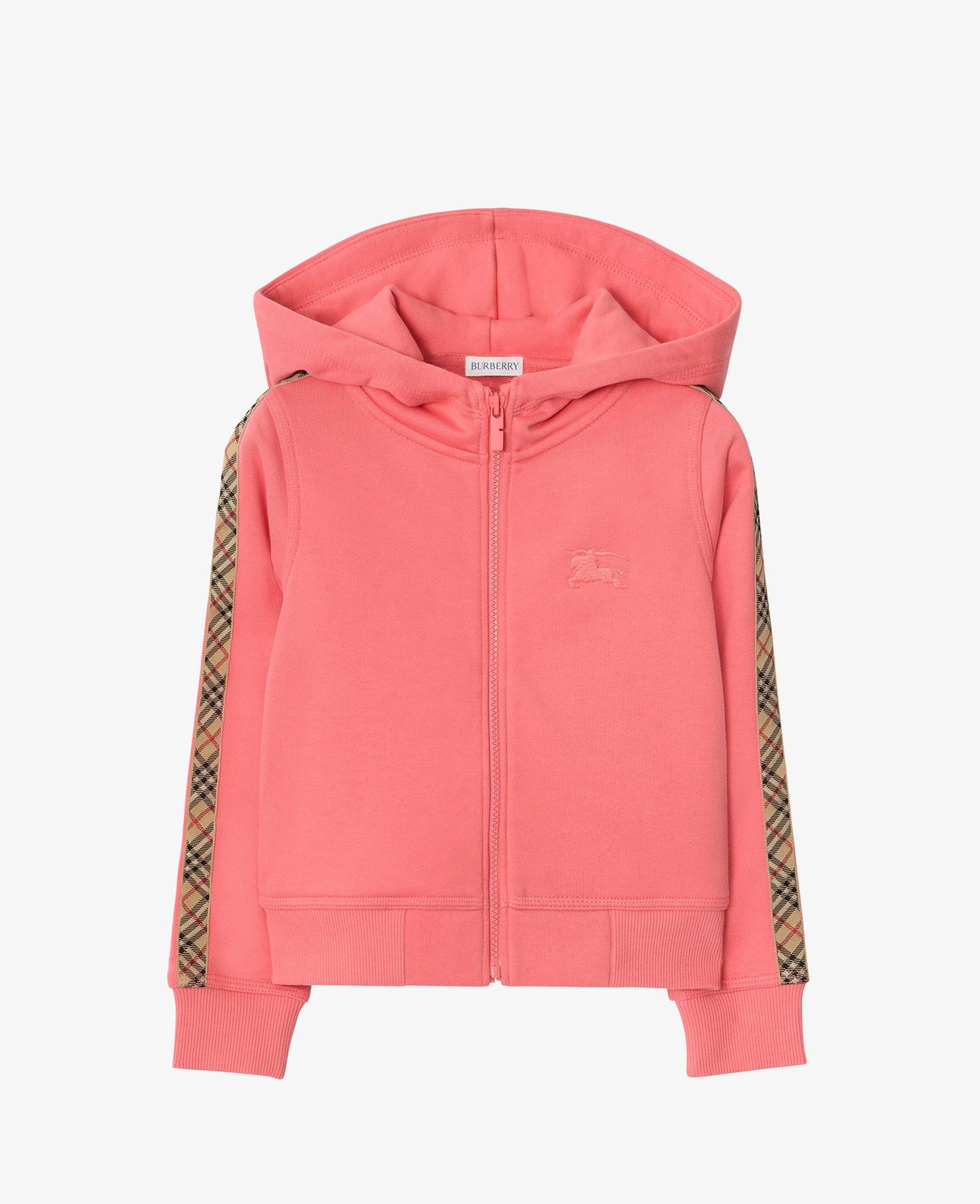 Burberry Check Trim Cotton Zip Çocuk Pembe Hoodie