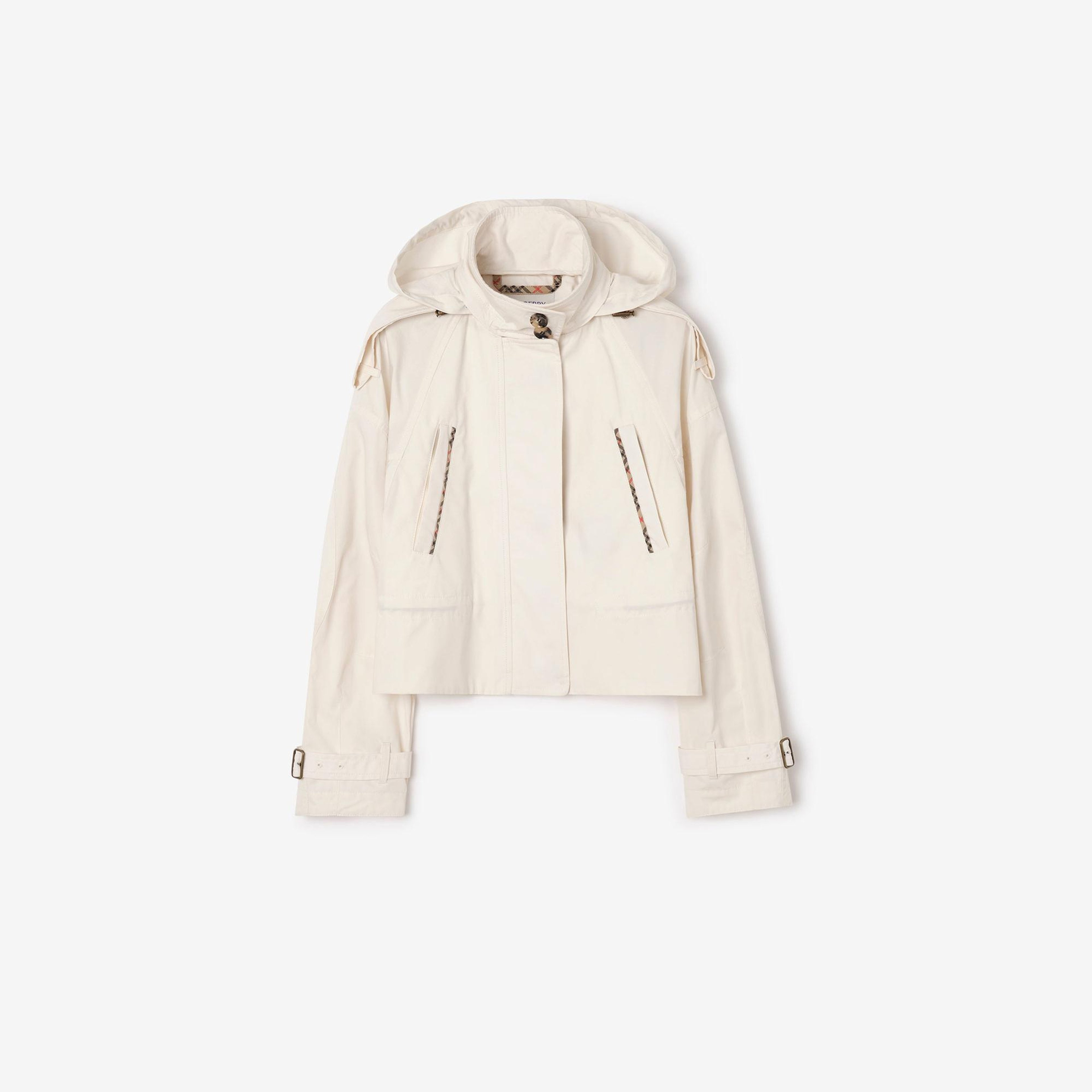 Burberry Cropped Cotton Ladymoor Kadın Beyaz Mont