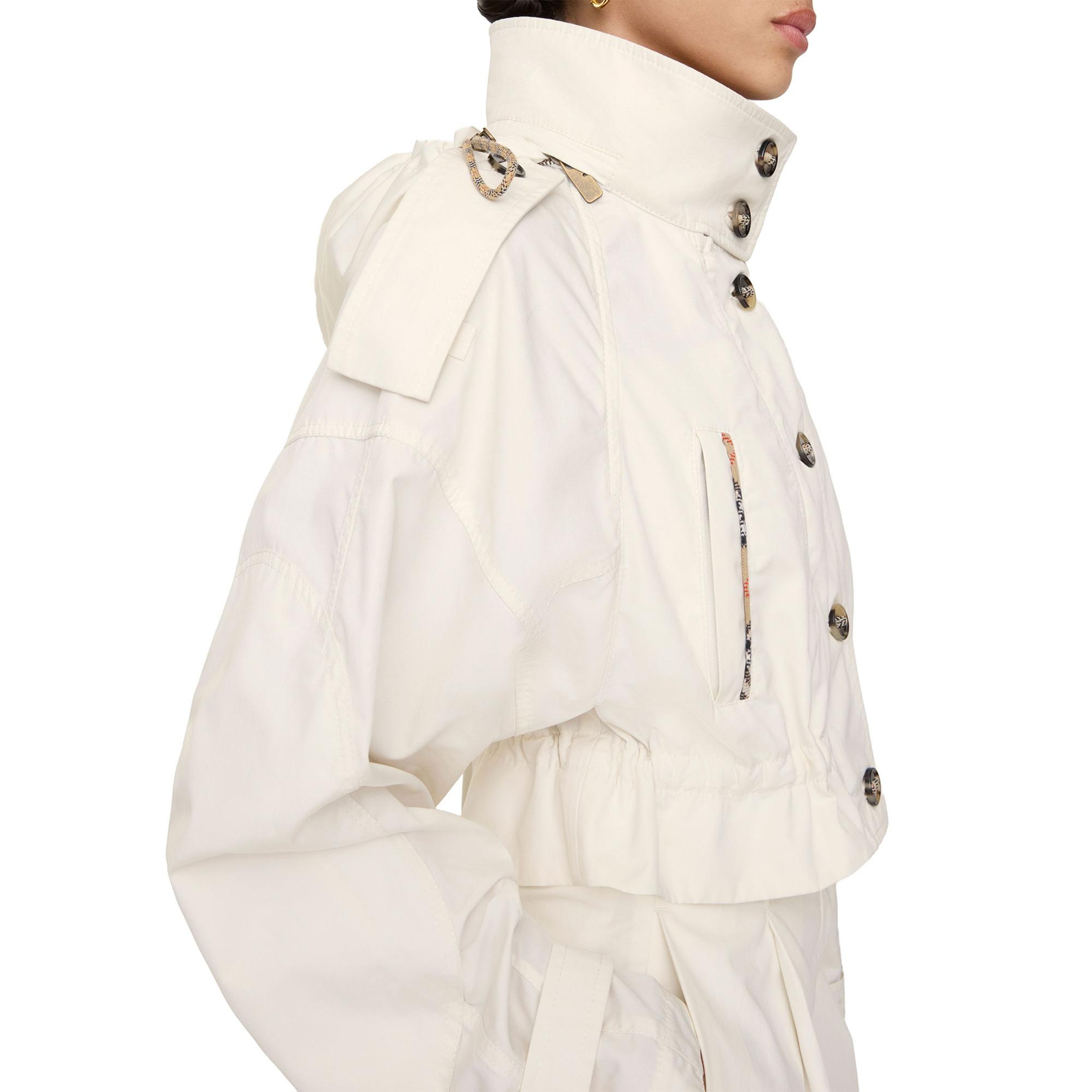Burberry Cropped Cotton Ladymoor Kadın Beyaz Mont