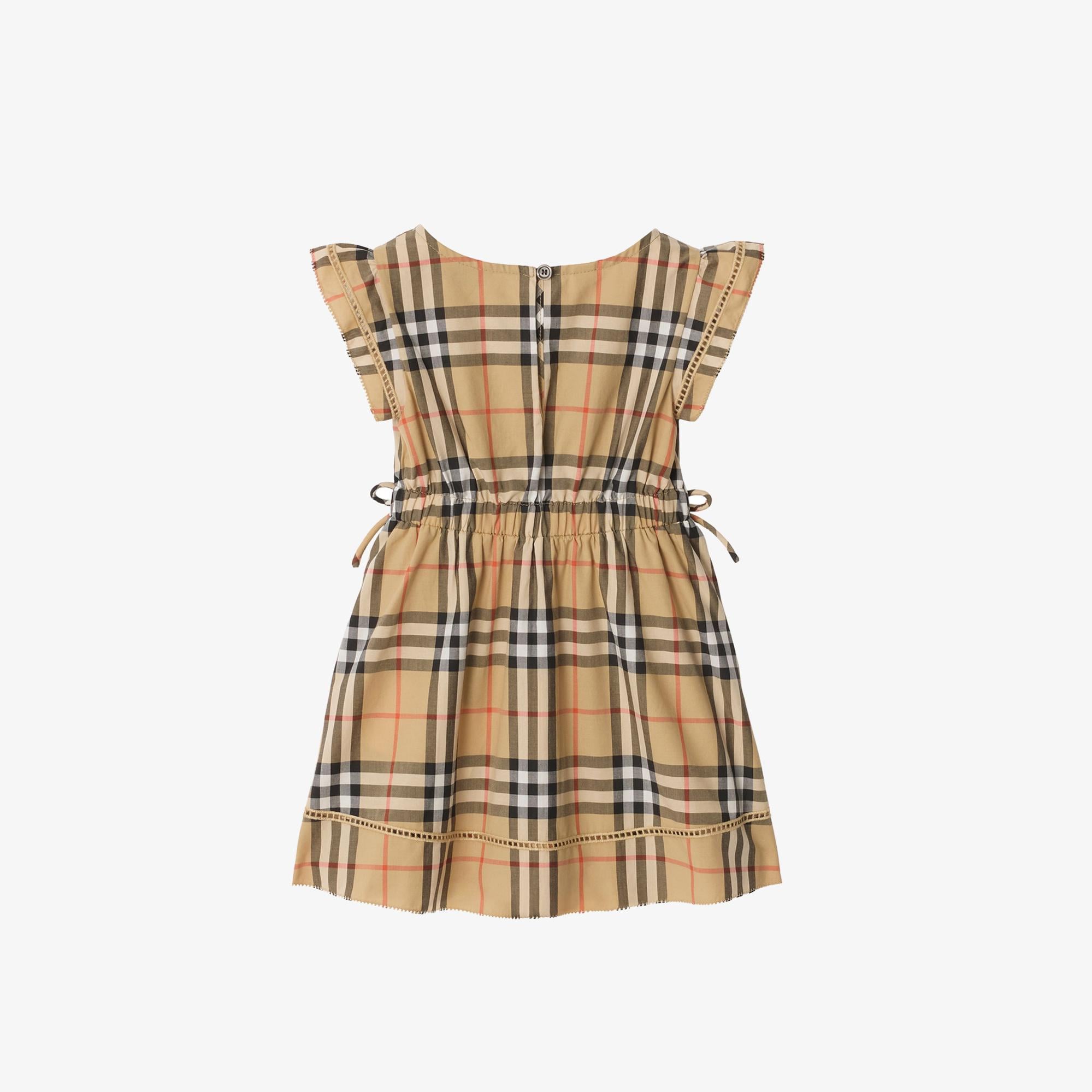 Burberry Check Cotton Çocuk Bej Elbise