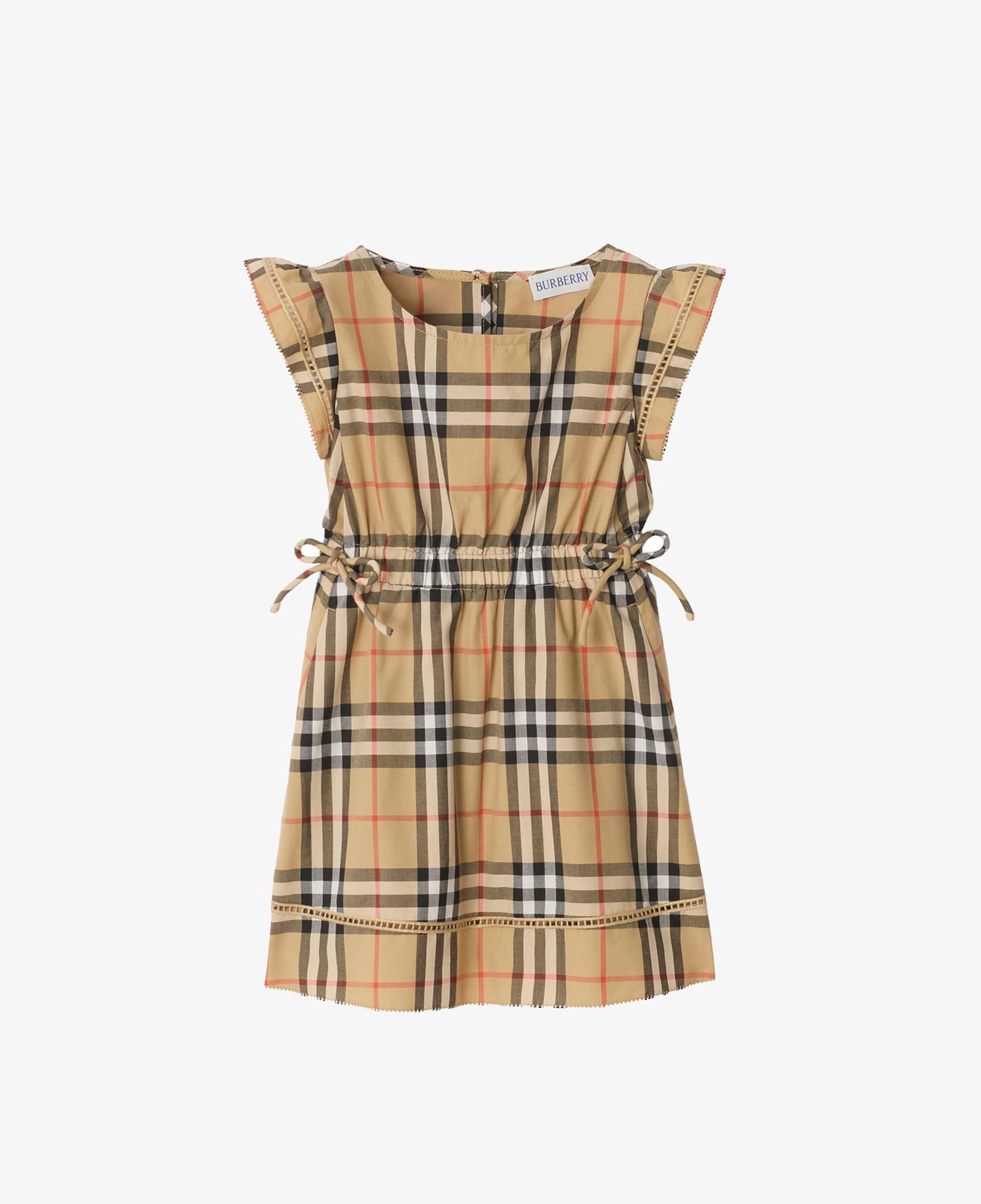 Burberry Check Cotton Çocuk Bej Elbise