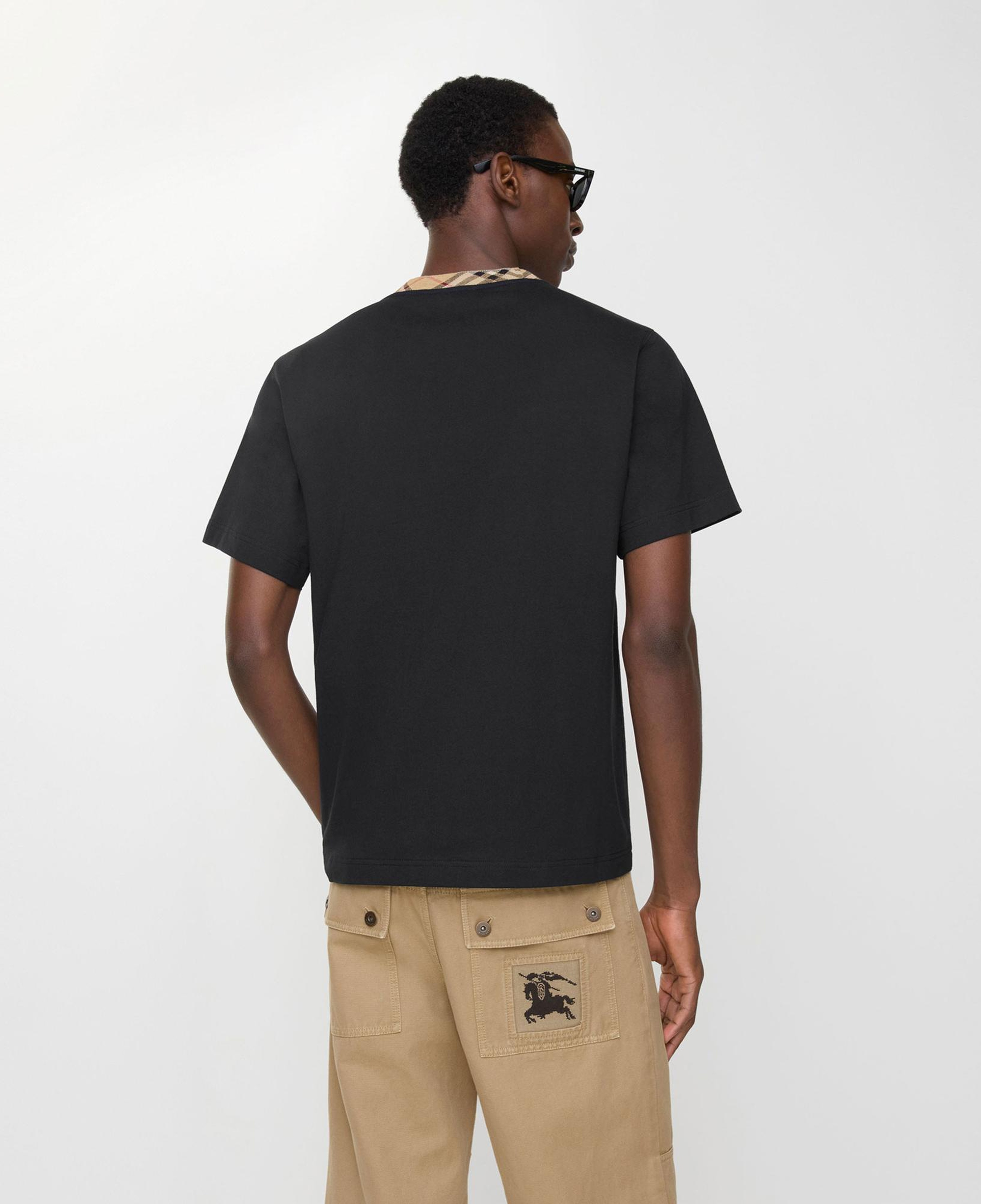 Burberry Check Trim Cotton Erkek Siyah T-Shirt