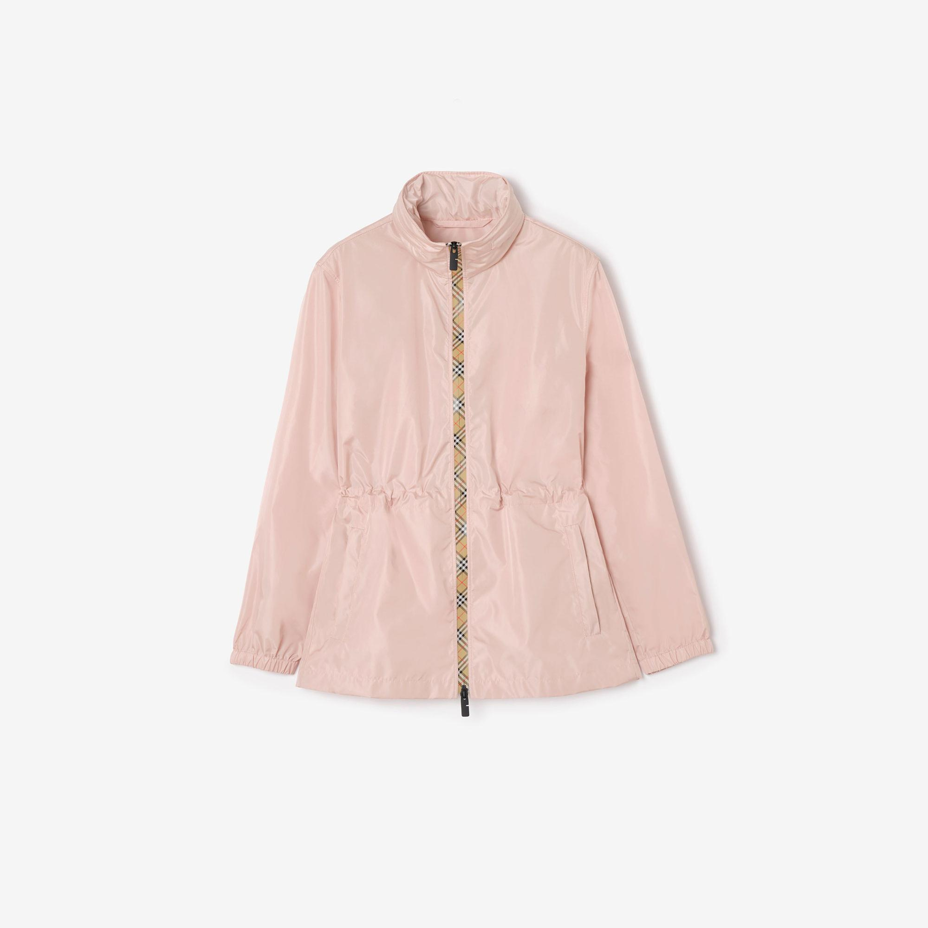 Burberry Short Checker-Tape Nylon Kadın Pembe Parka