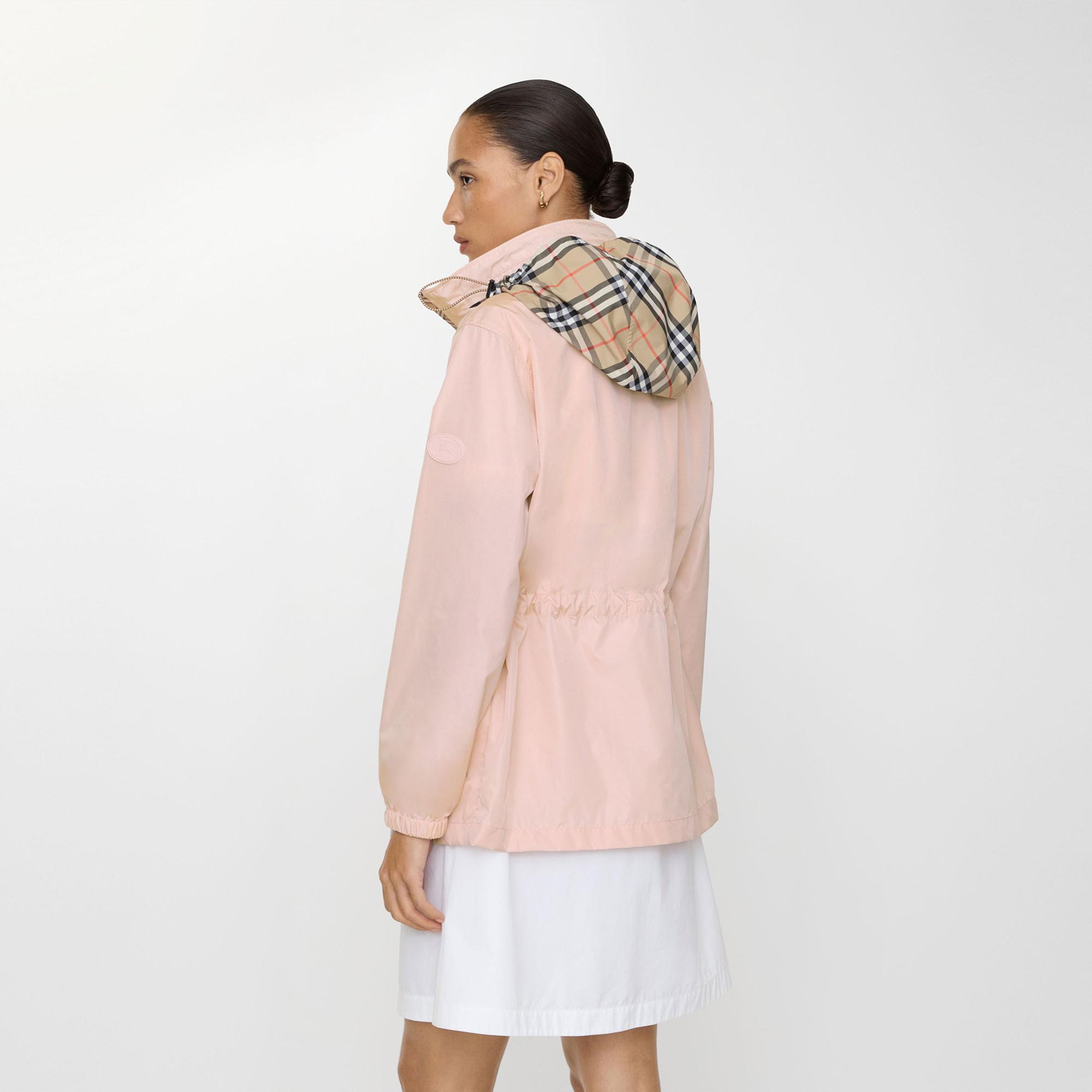 Burberry Short Checker-Tape Nylon Kadın Pembe Parka