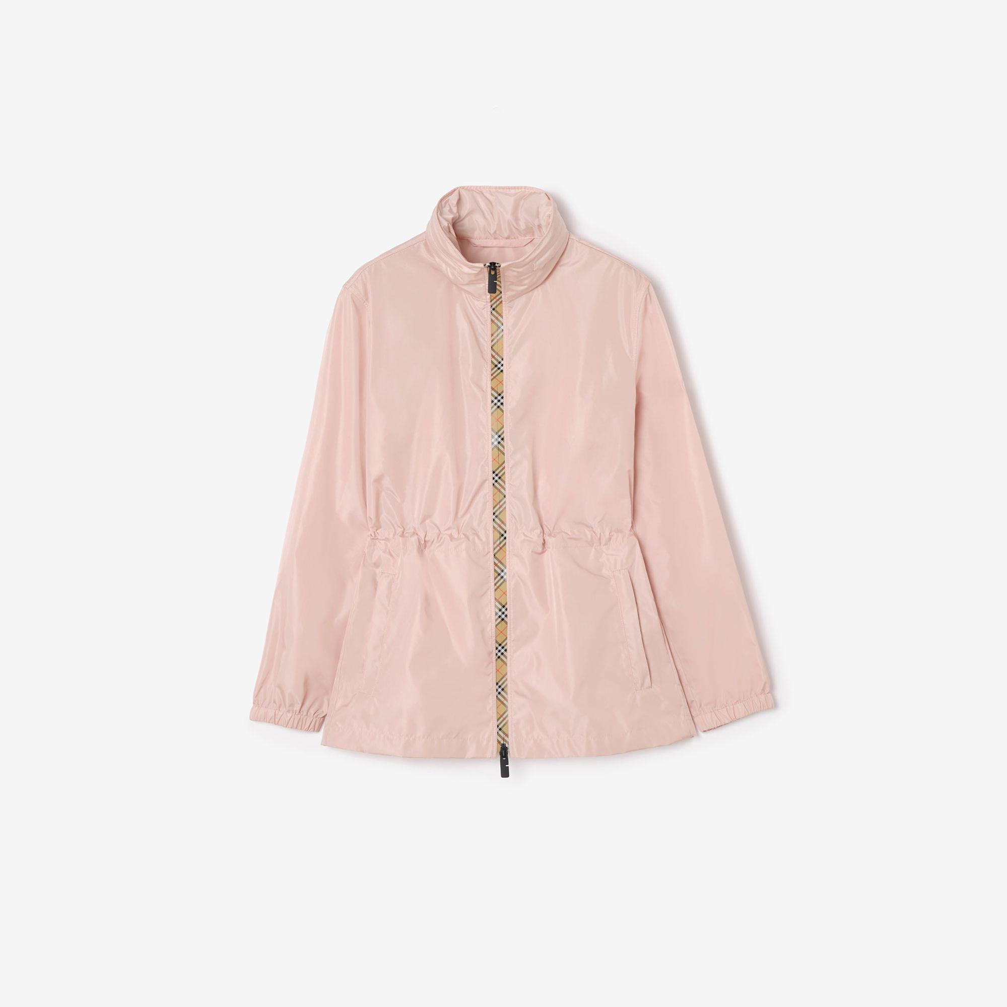 Burberry Short Checker-Tape Nylon Kadın Pembe Parka