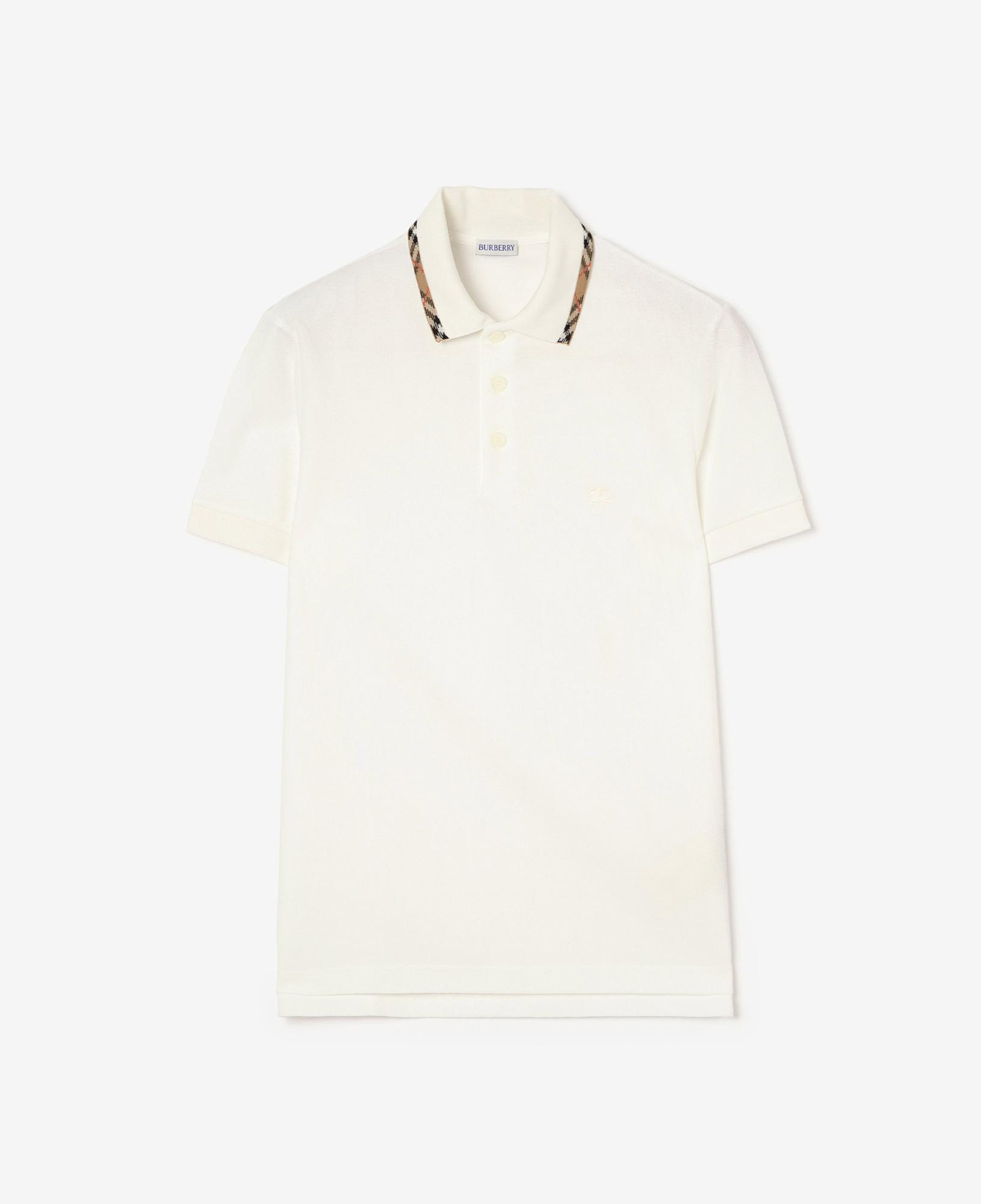 Burberry Check Trim Cotton Erkek Beyaz Polo