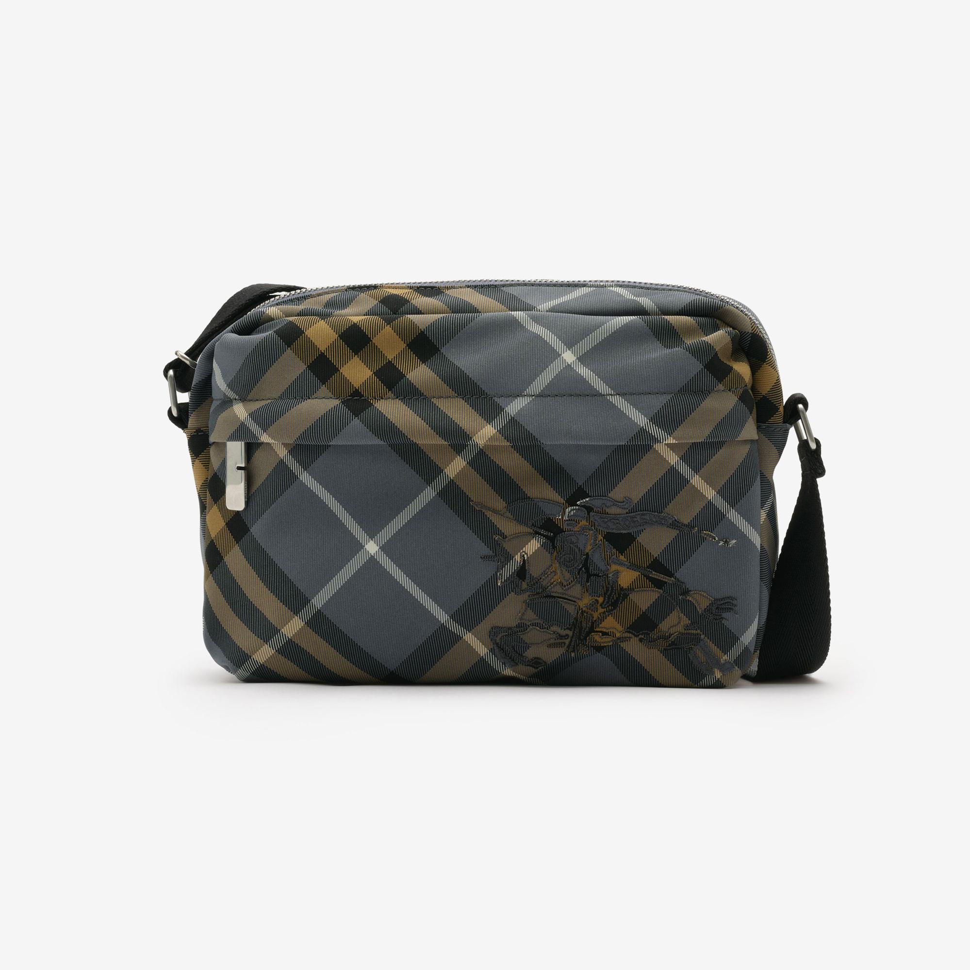 Burberry Small Check Crossbody Erkek Mavi Omuz Çantası