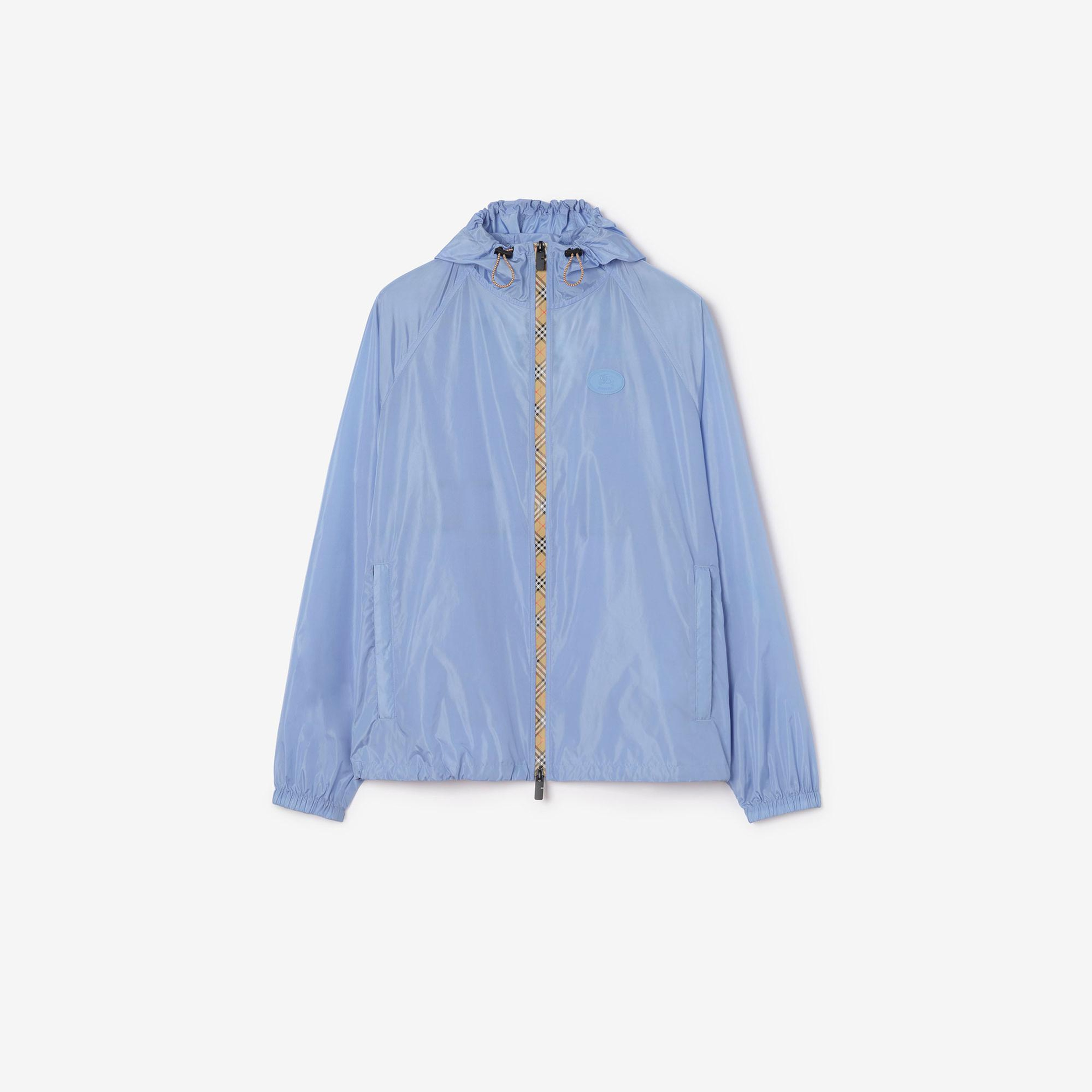 Burberry Checker-Tape Nylon Hooded Erkek Mavi Mont